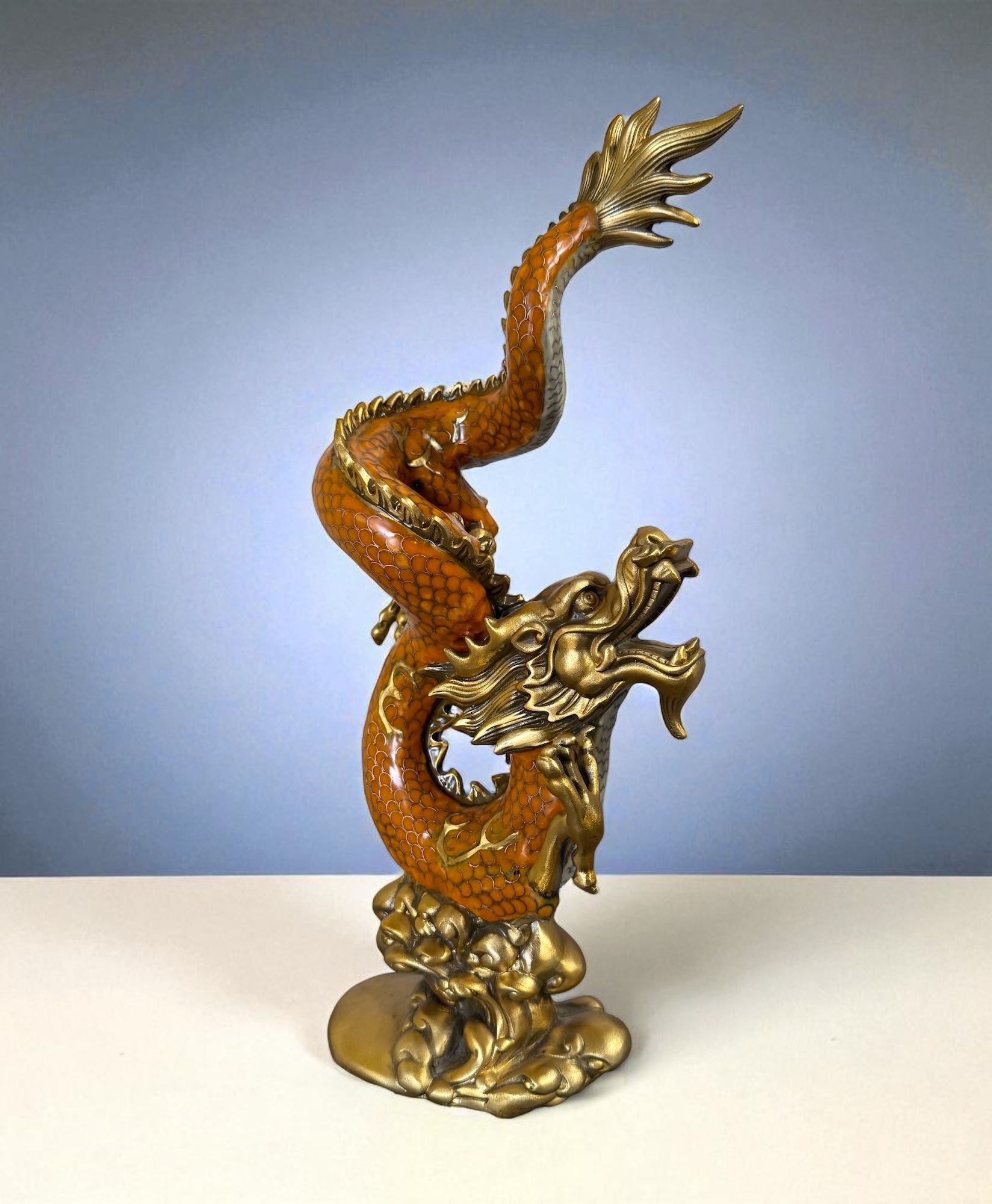 China Drachen Skulptur Bronze Figur Cloisonne 40 cm