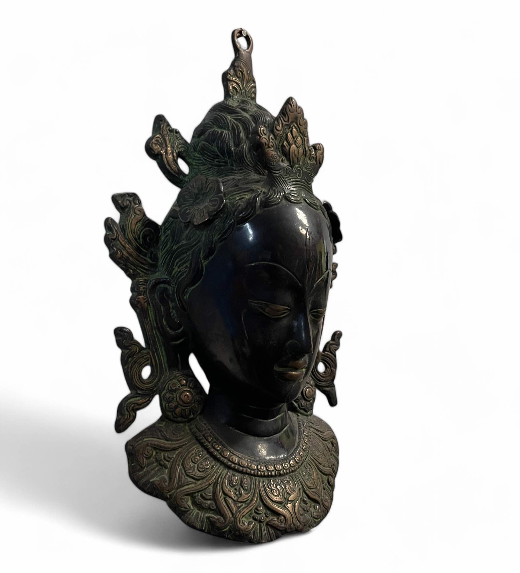 Tara Wandmaske Nepal Bronze Skulptur 27 cm