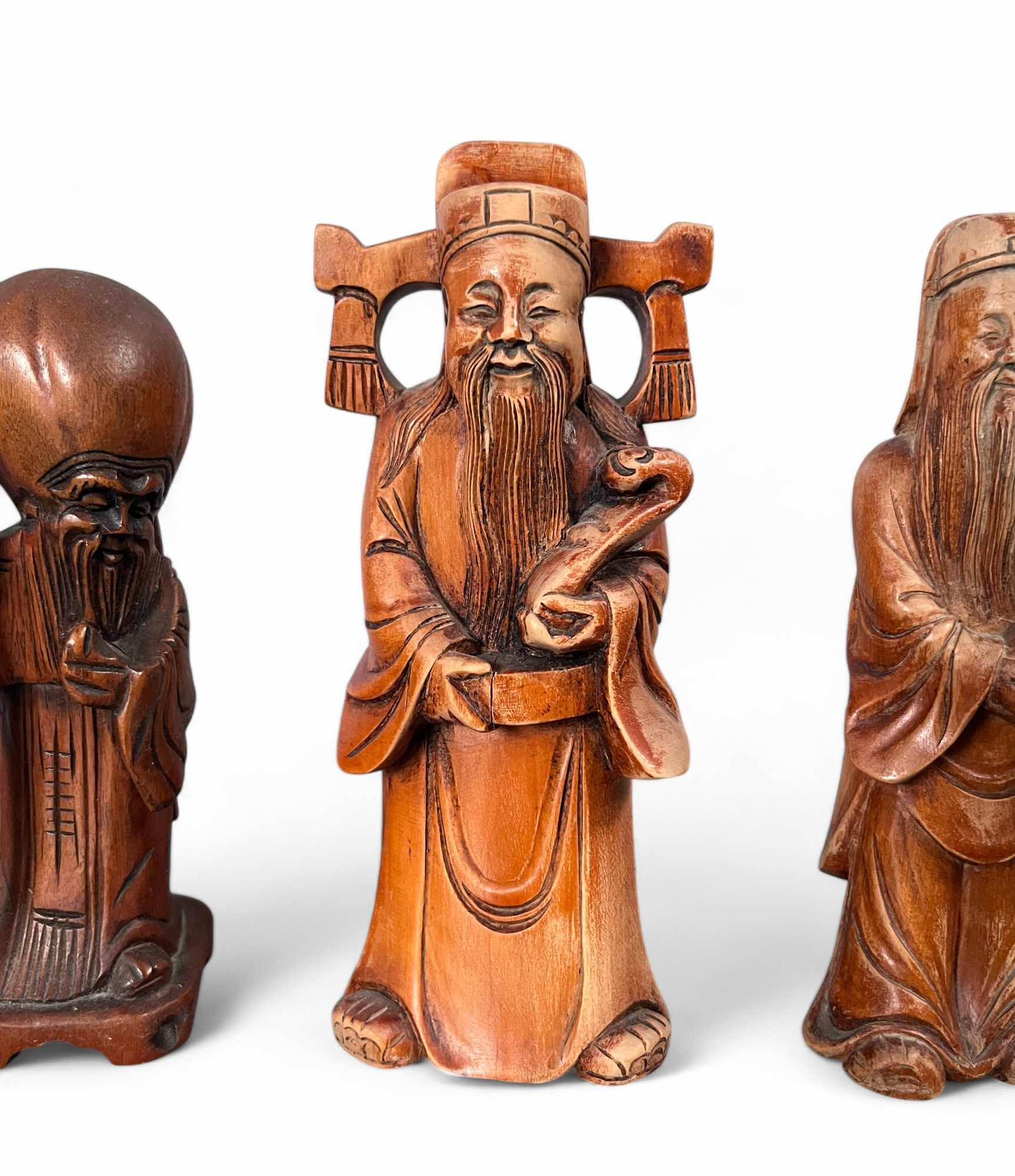 Lu Fu Shou Holz Figuren aus China - Sammlernachlaß