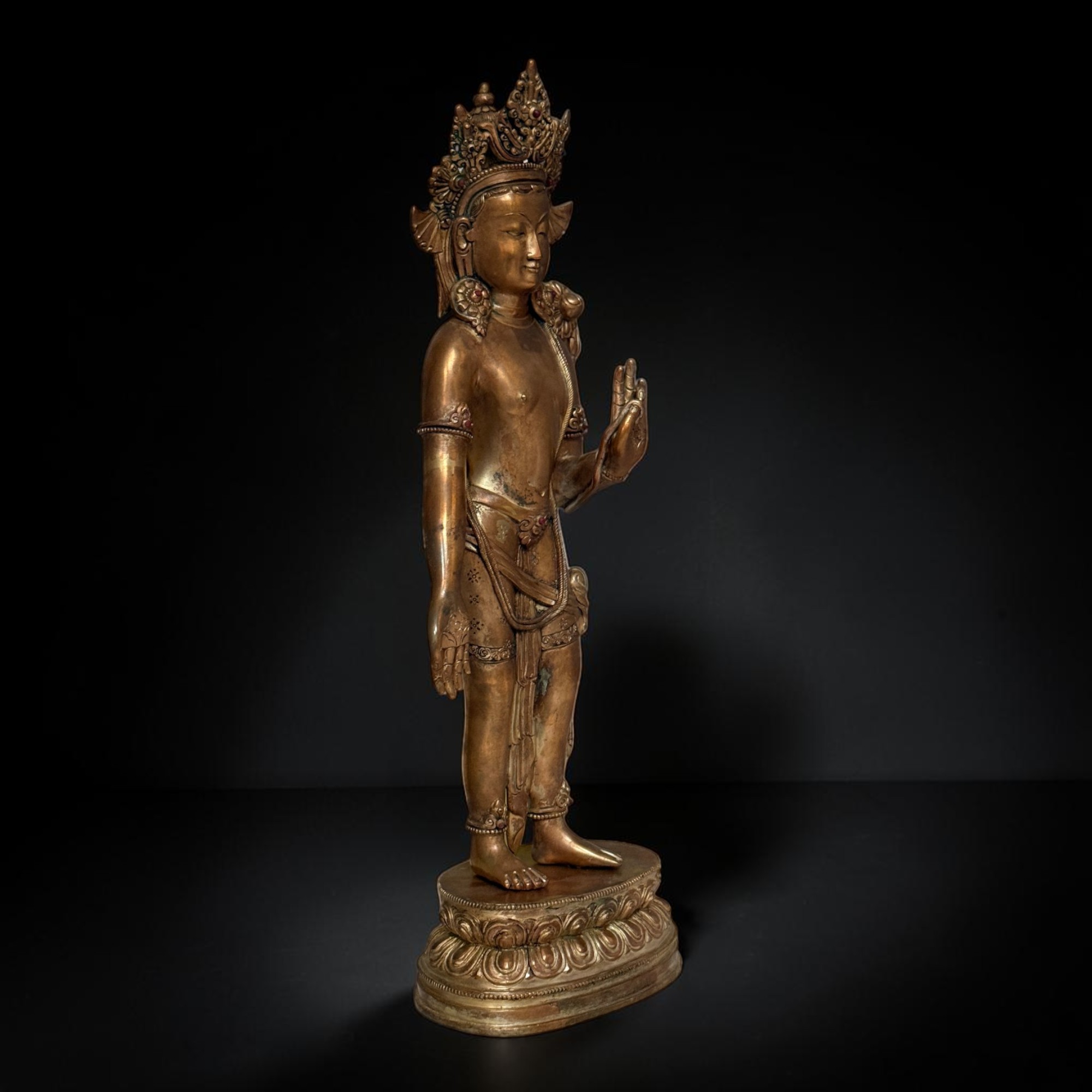 Padmapani Kupfer Bronze Statue Nepal Skulptur 53 cm groß