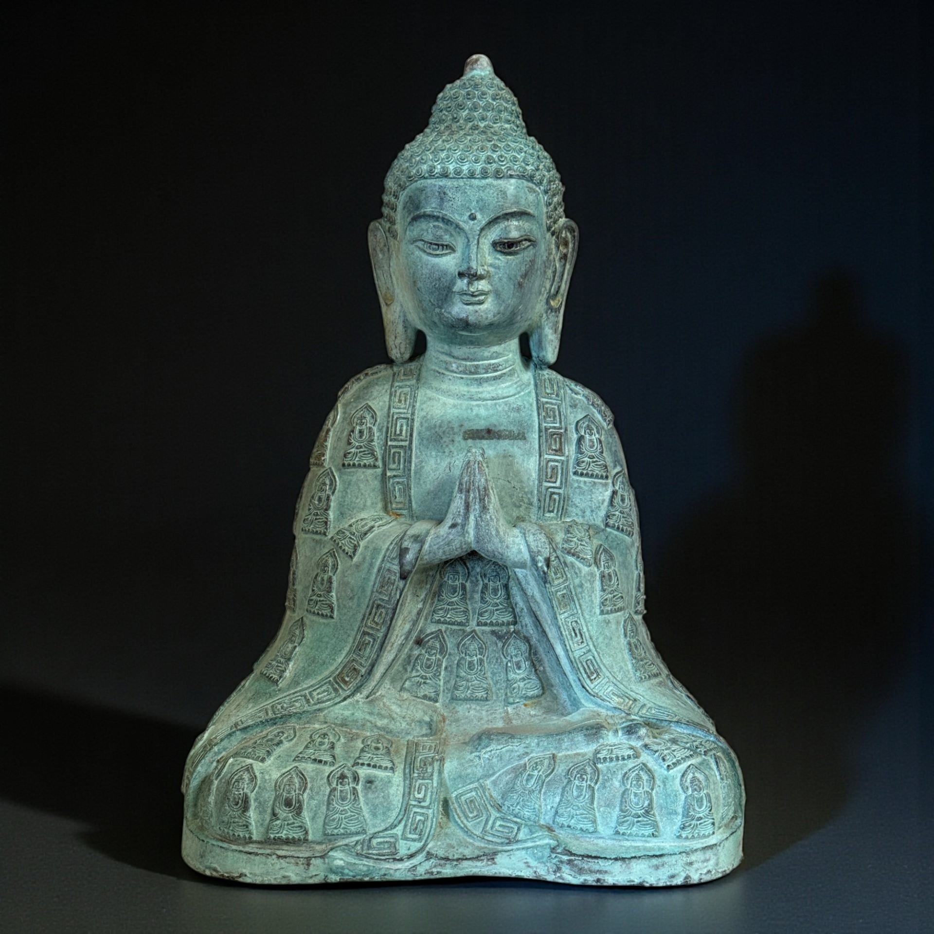 Bronze Buddha Skulptur in betender Handhaltung