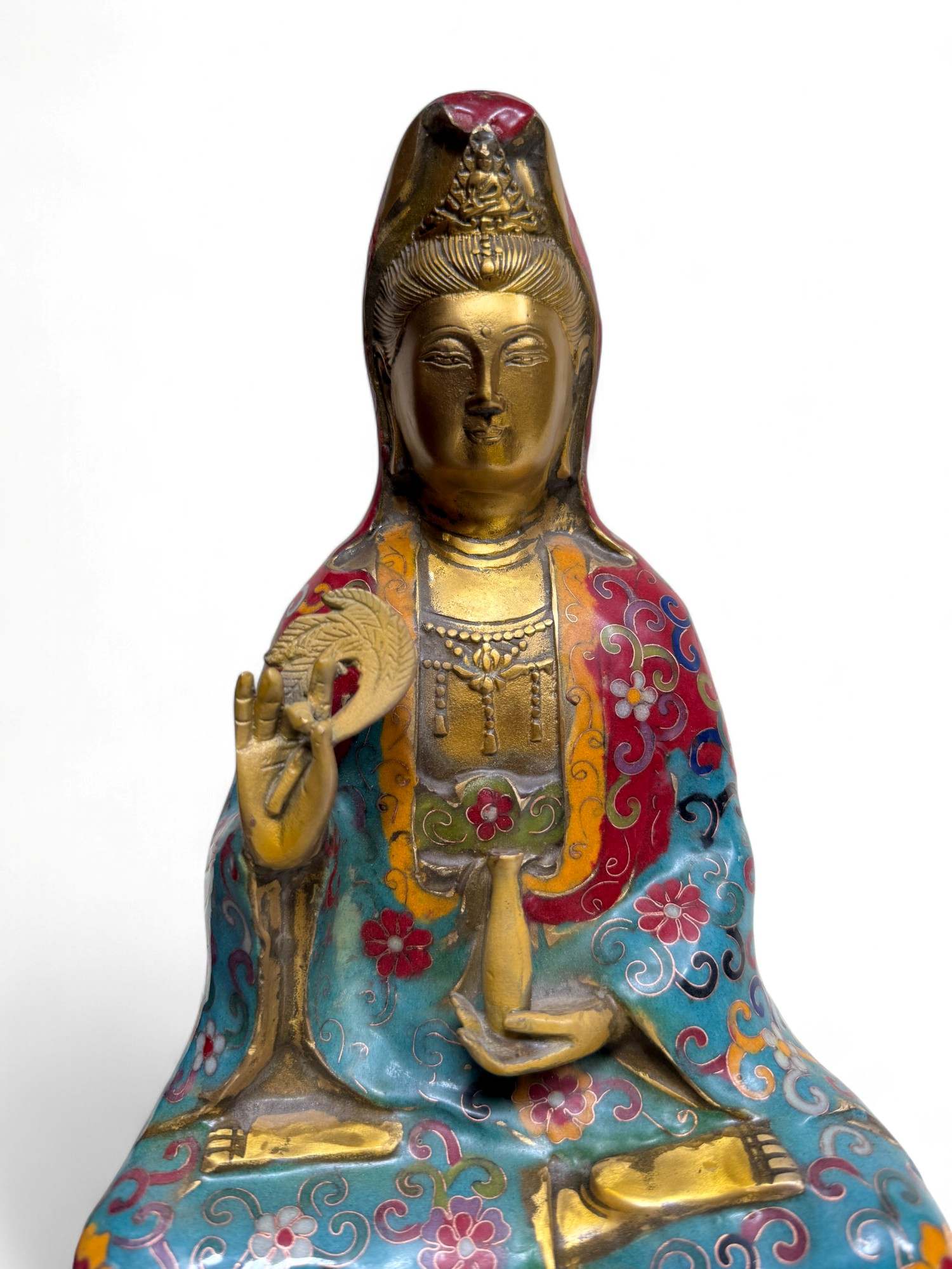 Guan Yin Bronze Figur China Bodhisattva Skulptur Buddha Figur