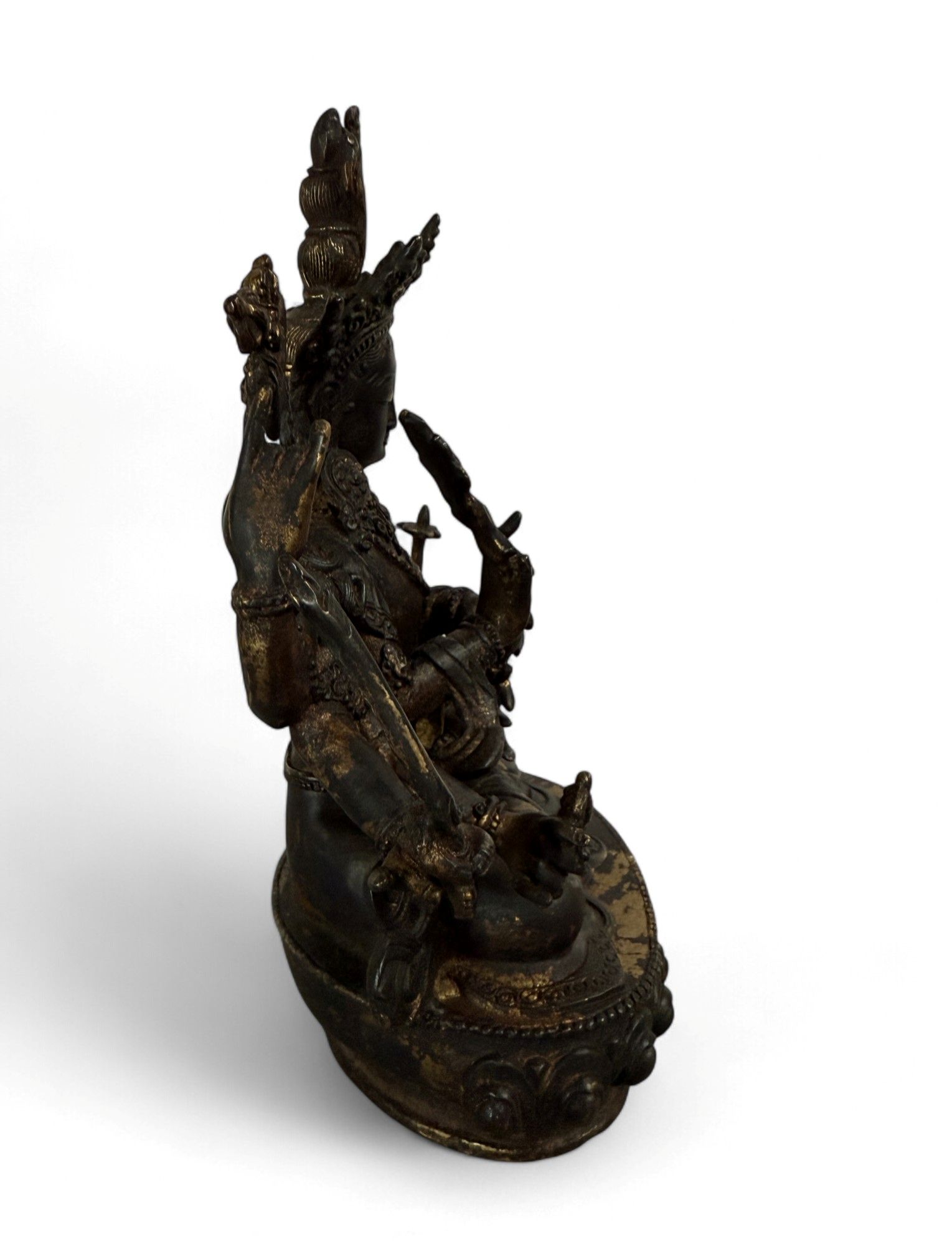 Chenrezig Avalokiteshvara Bronze Figur Tibet 22 cm groß