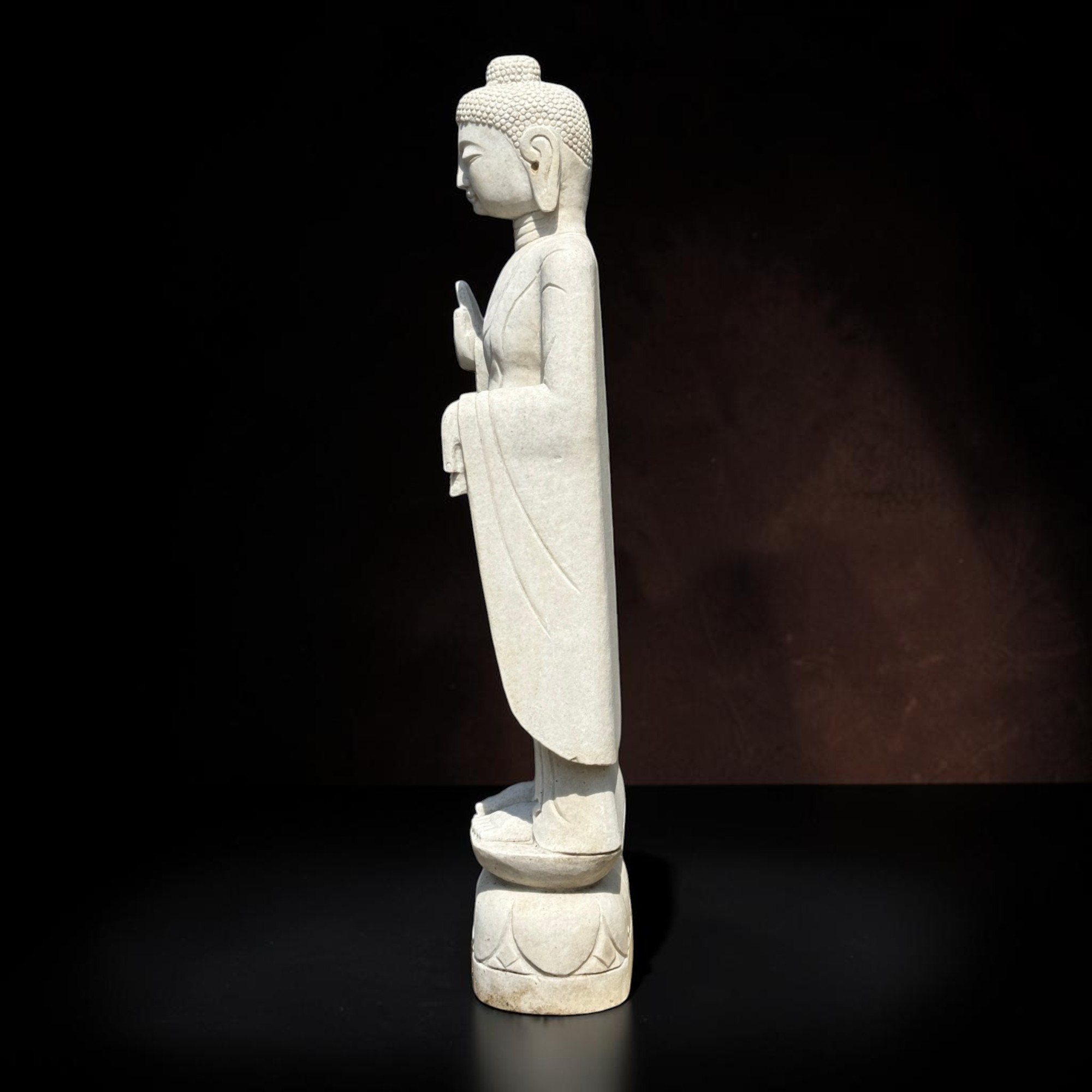 Alte Garten Buddha Statue aus Marmor Stein Schutzgeste 110cm