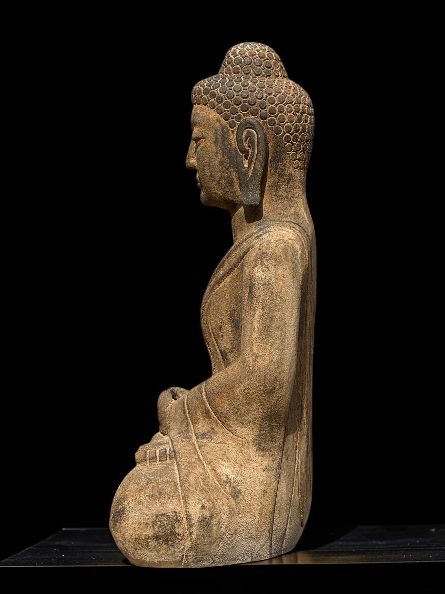 Garten Buddha Skulptur Naturstein Kalkstein meditierend 60cm