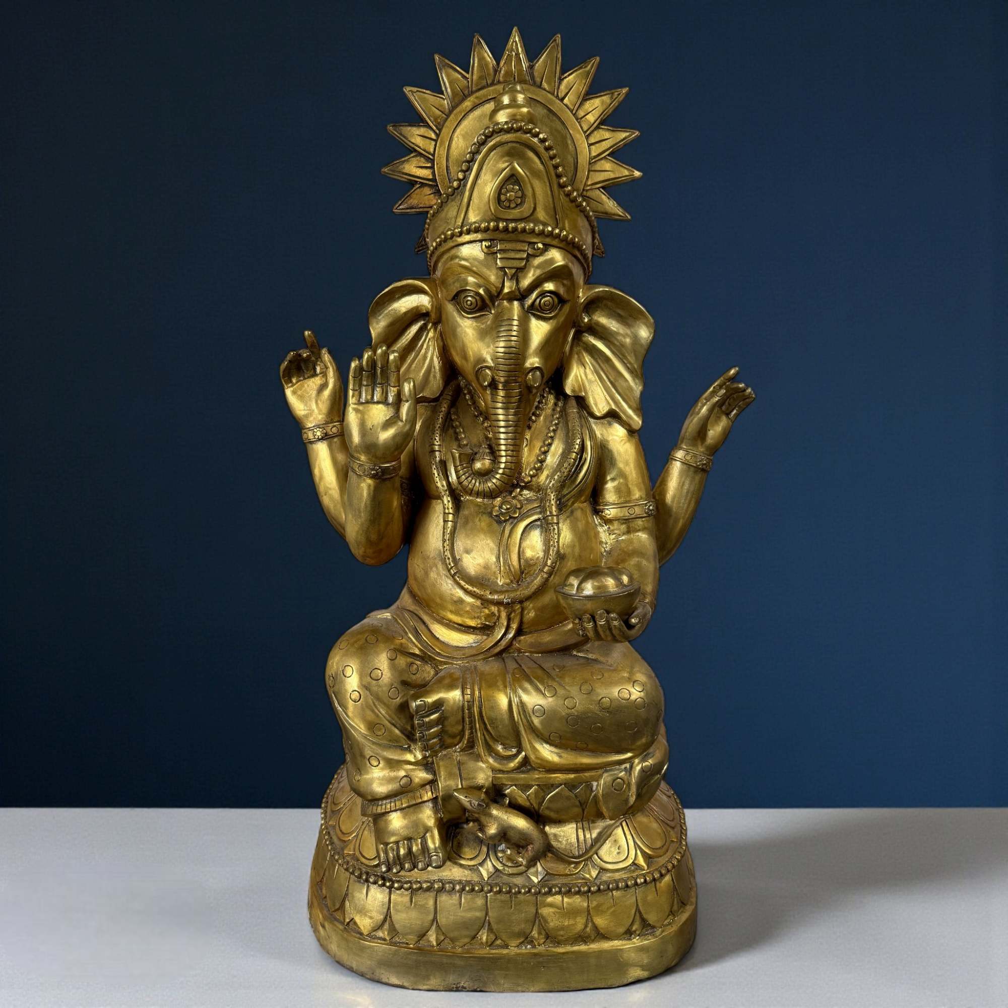 Große Ganesha Statue aus Bronze – 74 cm – ca. 30–40 Jahre alt