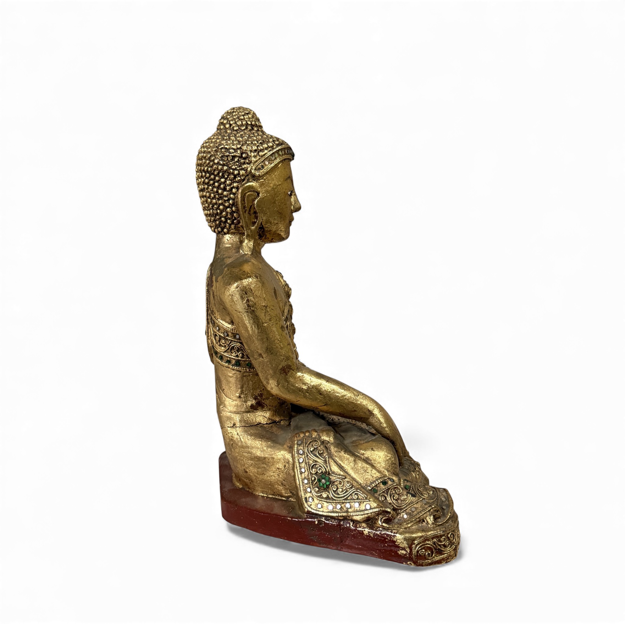 Holz Buddha Statue Thailand blattvergoldet 44,5cm