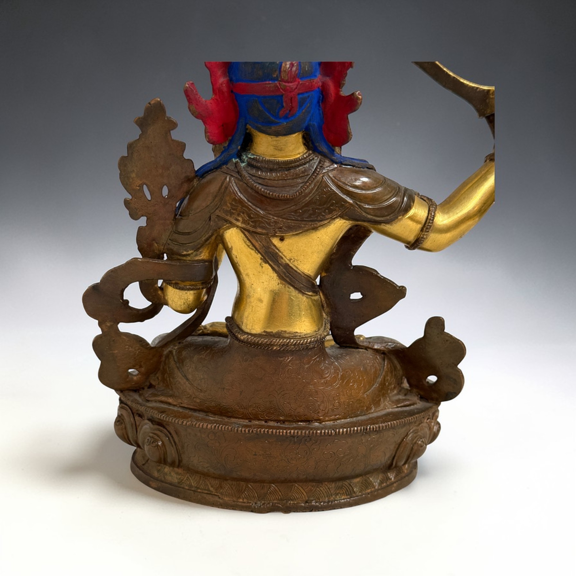 Manjushri Buddha Figur aus Bronze - vergoldet