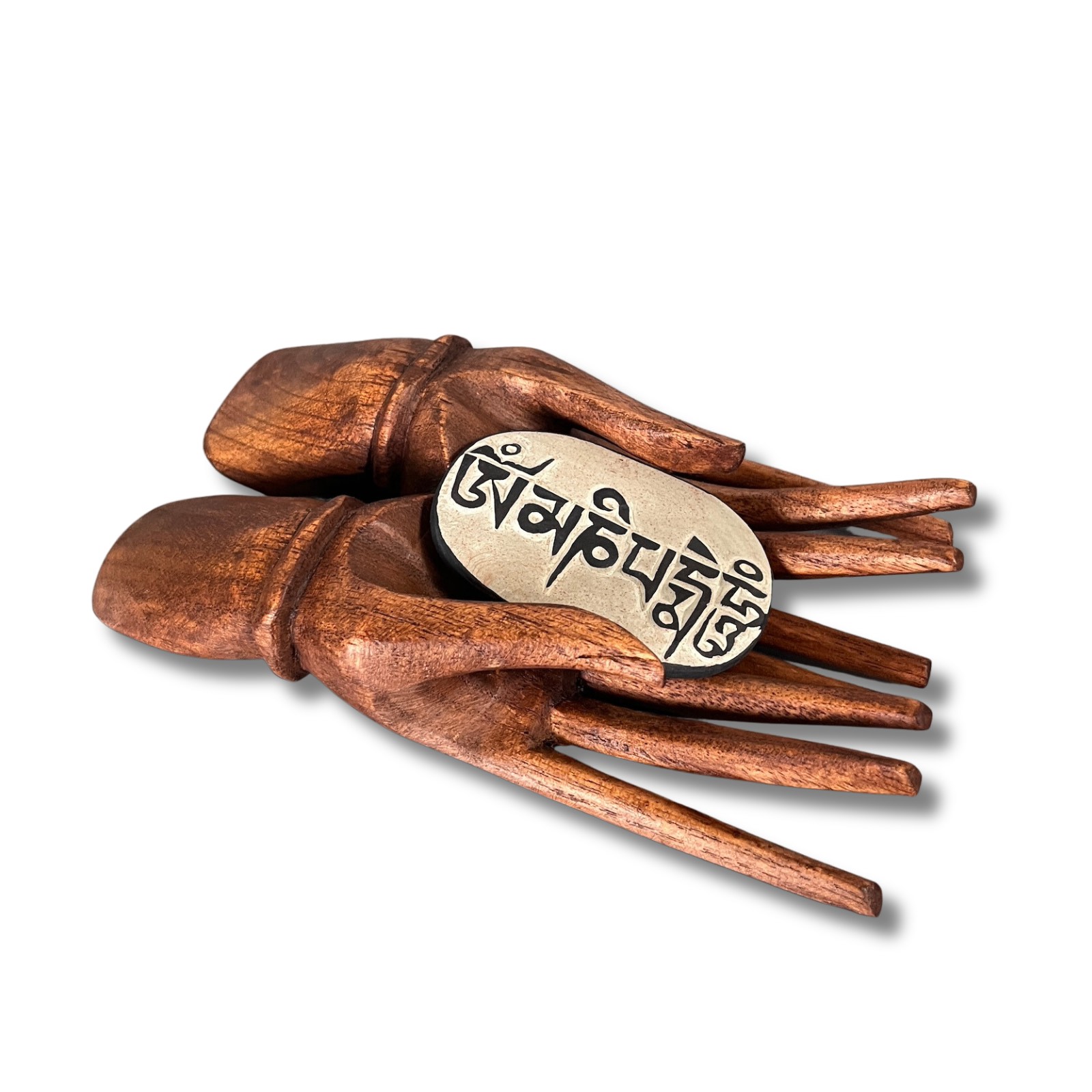 Buddha Hand Holz Skulptur Visitenkartenhalter