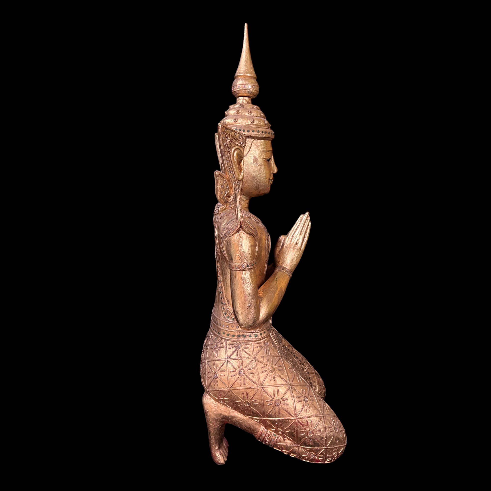 Thailändischer Tempelwächter Teppanom Holz Skulptur 94 cm
