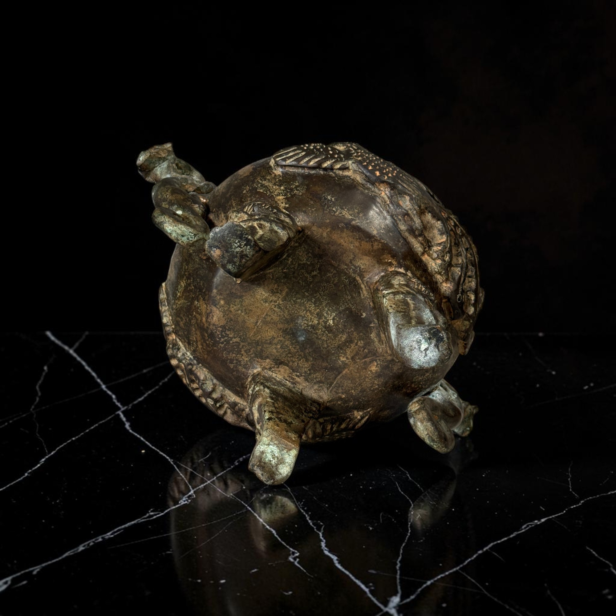 Altes chinesisches Räuchergefäß Bronze Eisen Drachen & Phönix
