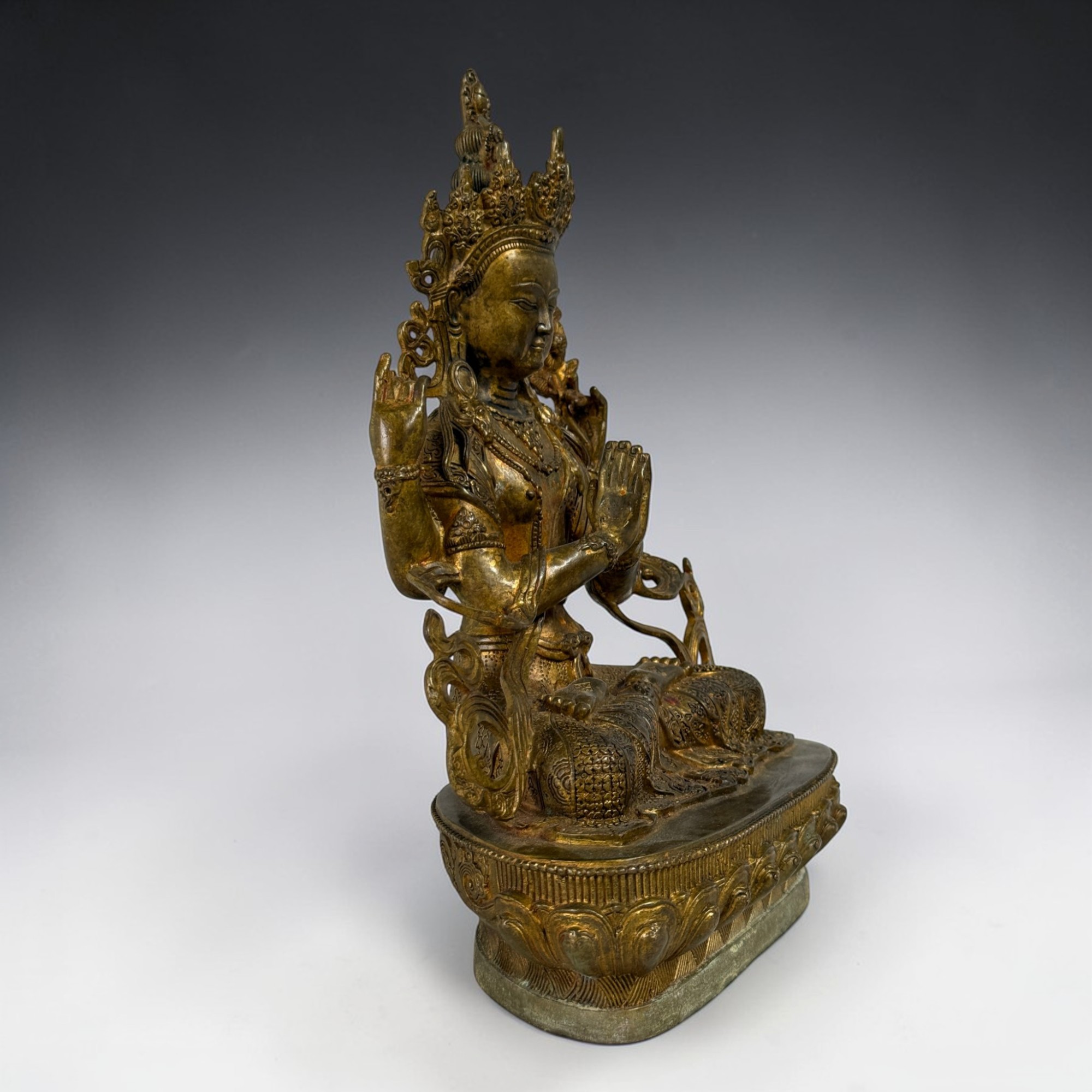 Buddha Figur Bronze Chenrezig Avalokiteshvara - 29 cm groß