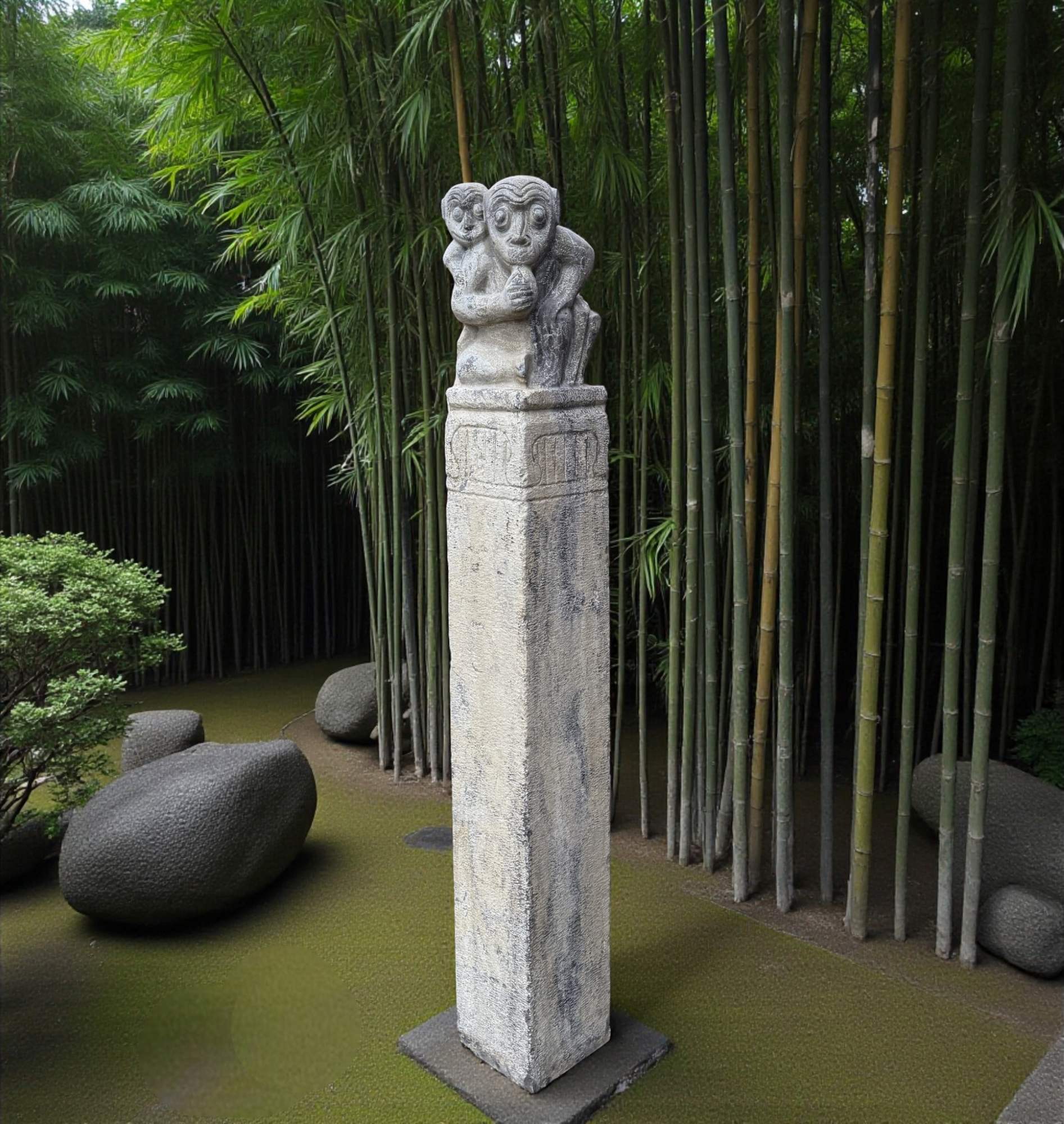 Gartenstele Stein Affen  - 150 cm groß