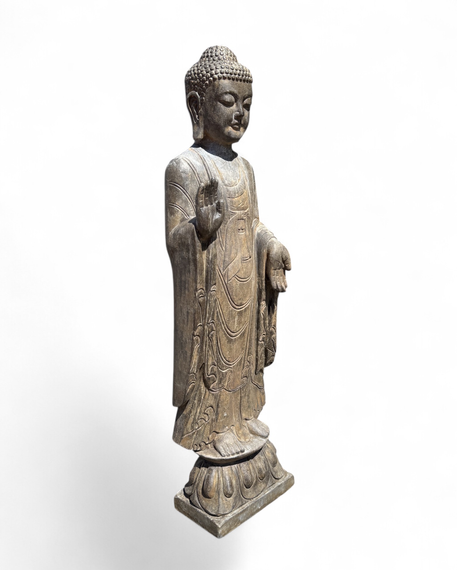Garten Buddha Statue stehende Skulptur Schutz Geste 120 cm groß