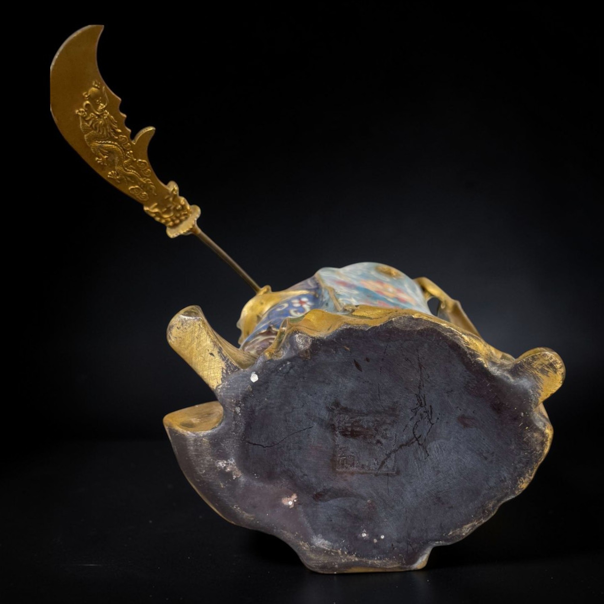 General Guan Yu China Bronze Krieger Figur Cloisonne Skulptur