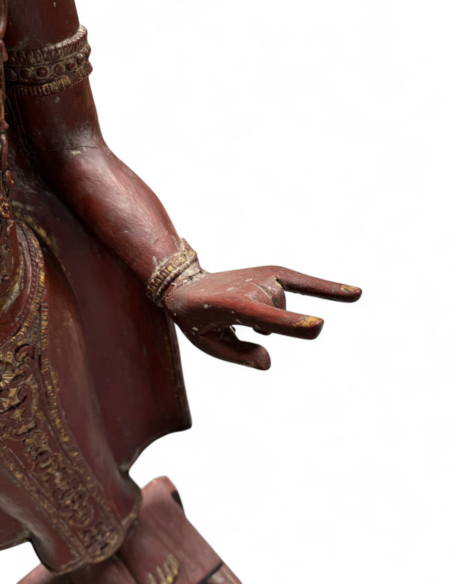 Jambupati Buddha Statue Birma Teak Holz Skulptur Karana Mudra