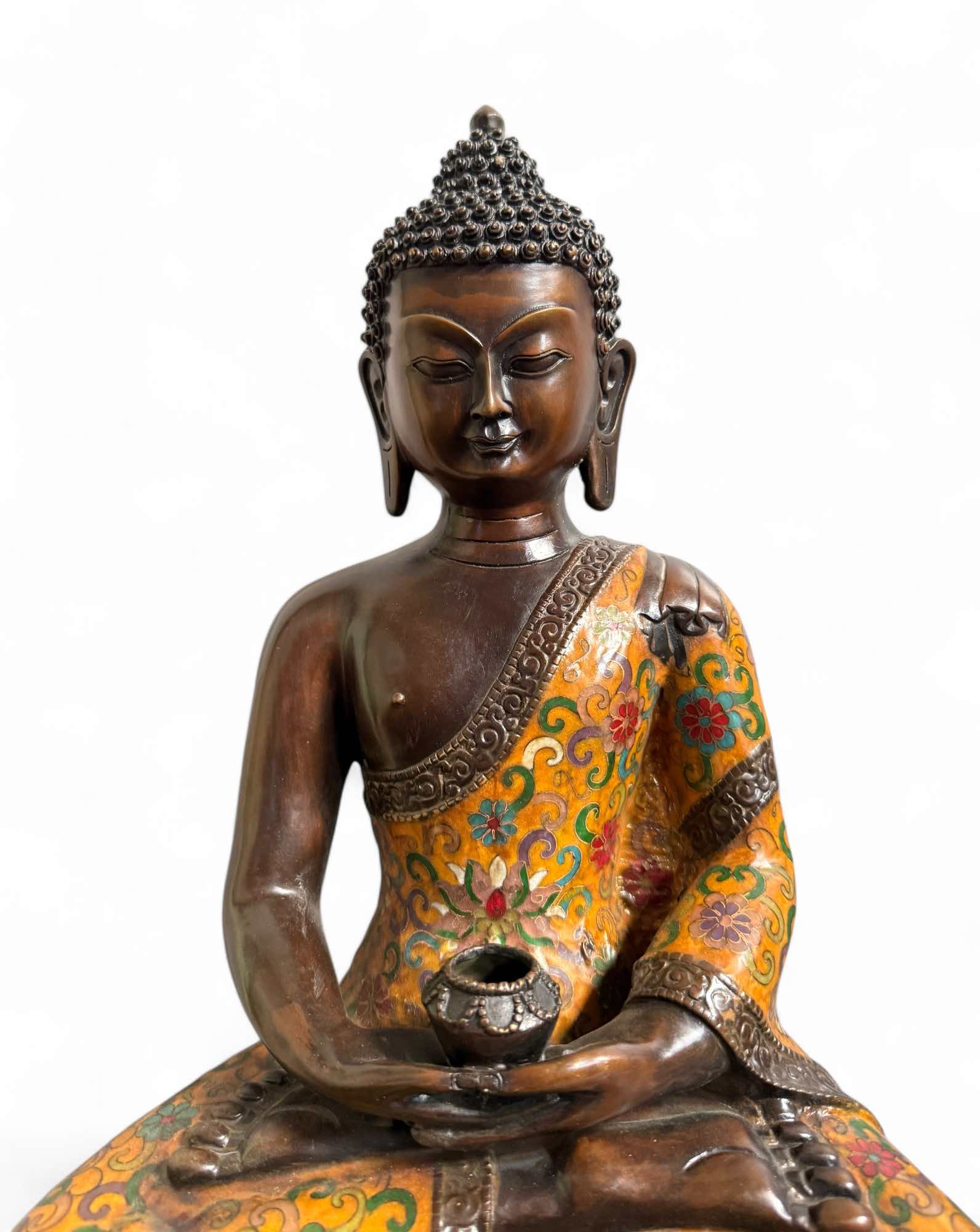 Buddha Figur Bronze China Cloisonne Skulptur 44cm groß