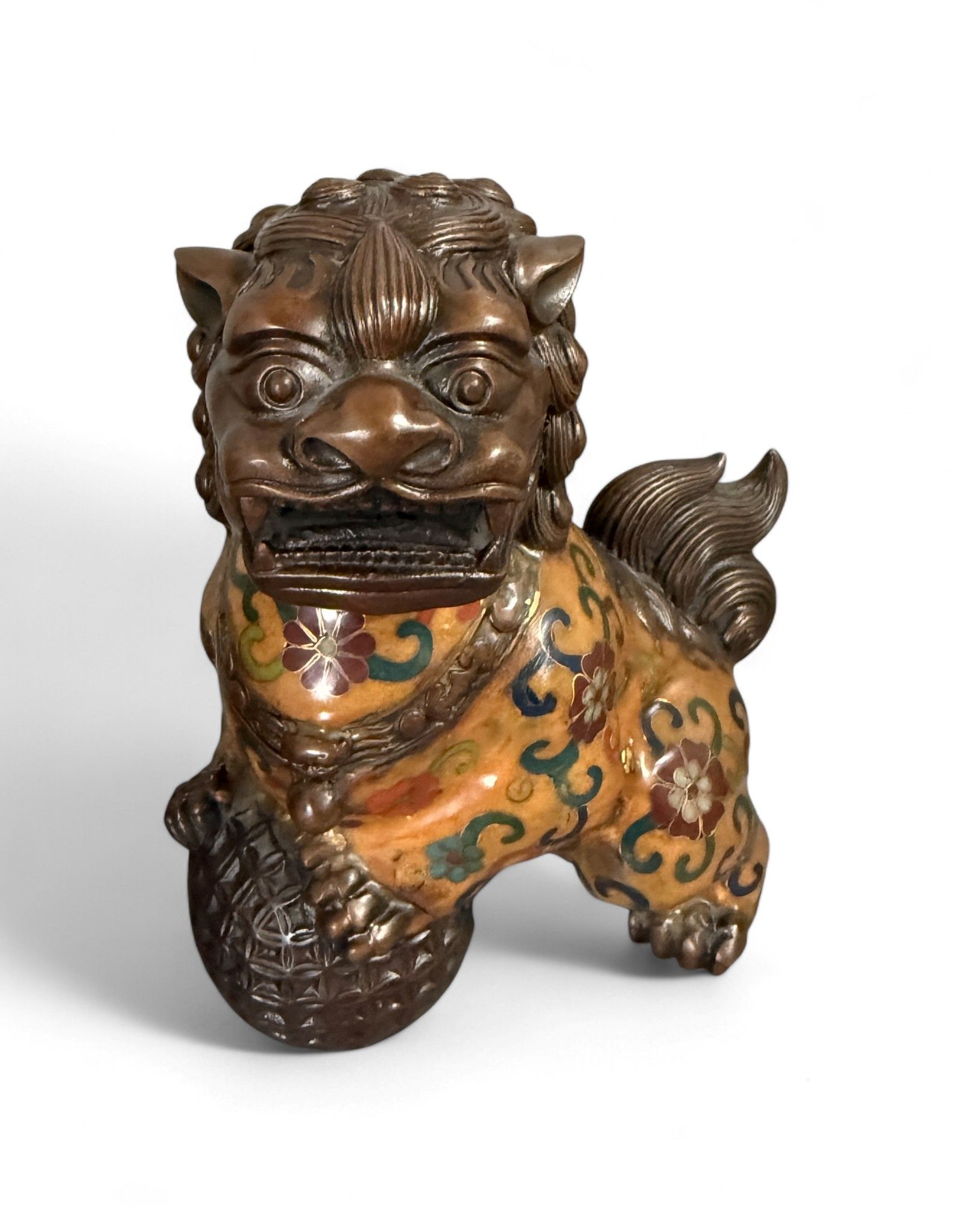 Chinesische Wächterlöwen Bronze Skulpturen Cloisonne Figuren
