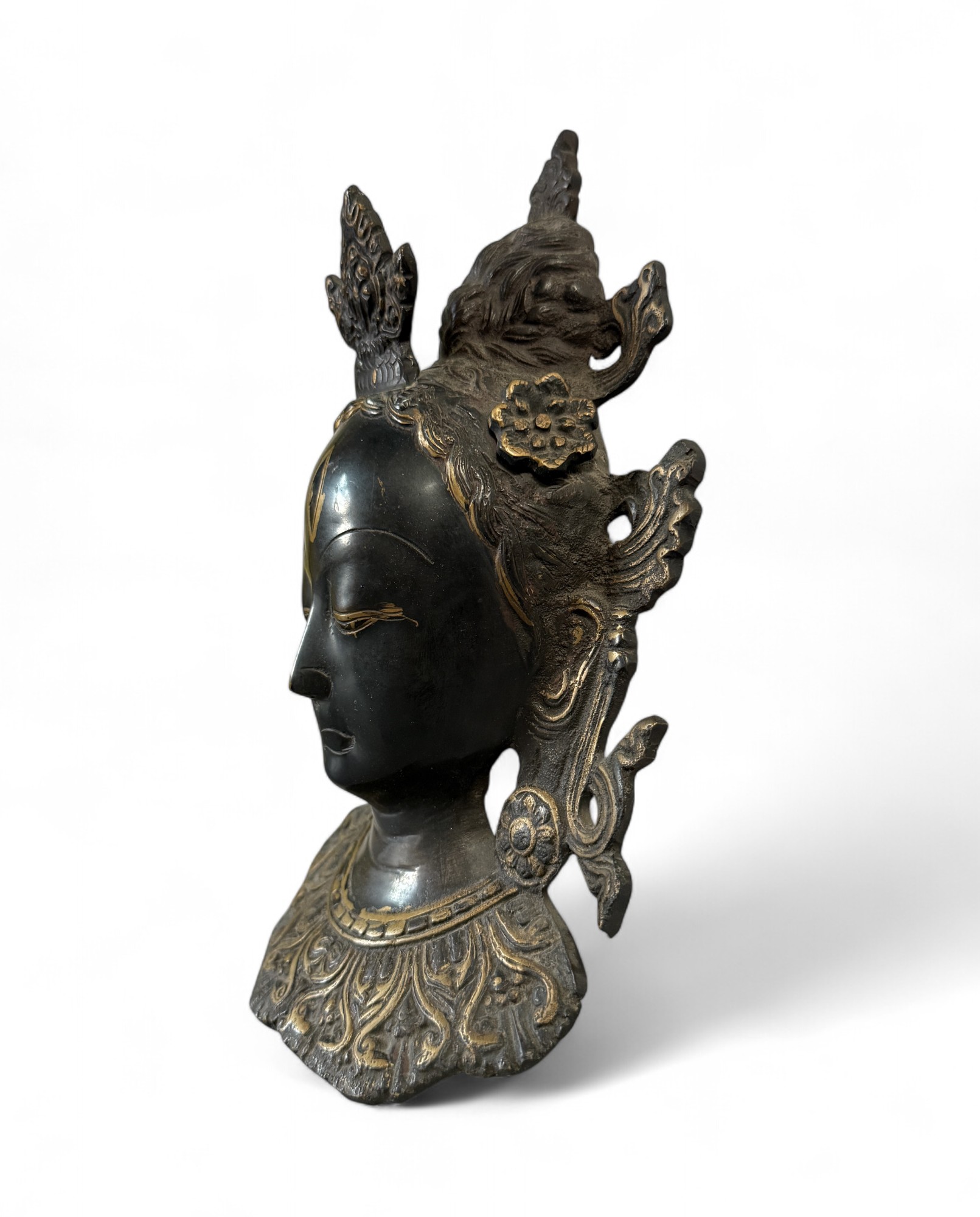 Tara Wandmaske Nepal Bronze Skulptur 24 cm
