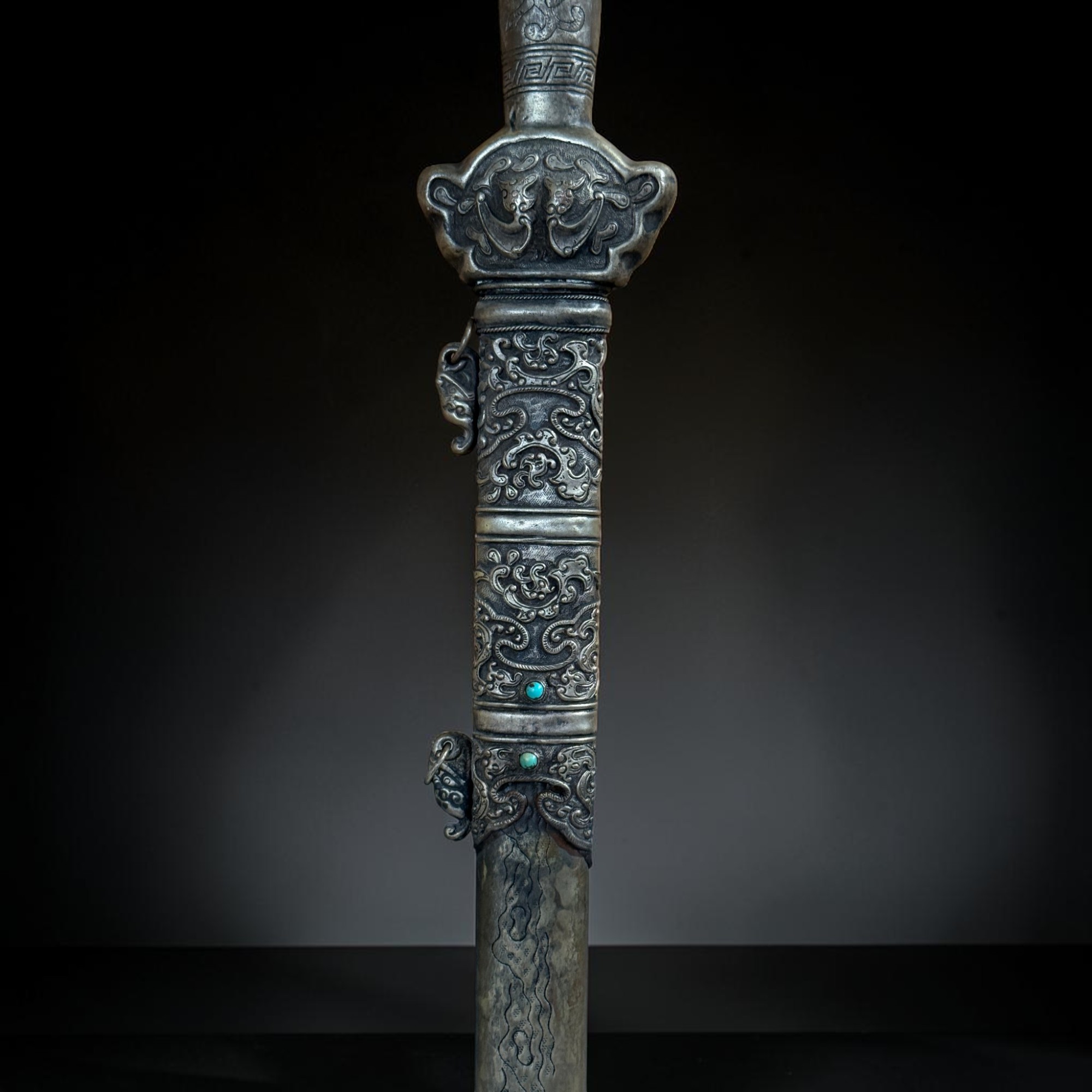 Altes chinesisches Schwert Jian aus Eisen & Metall 100cm
