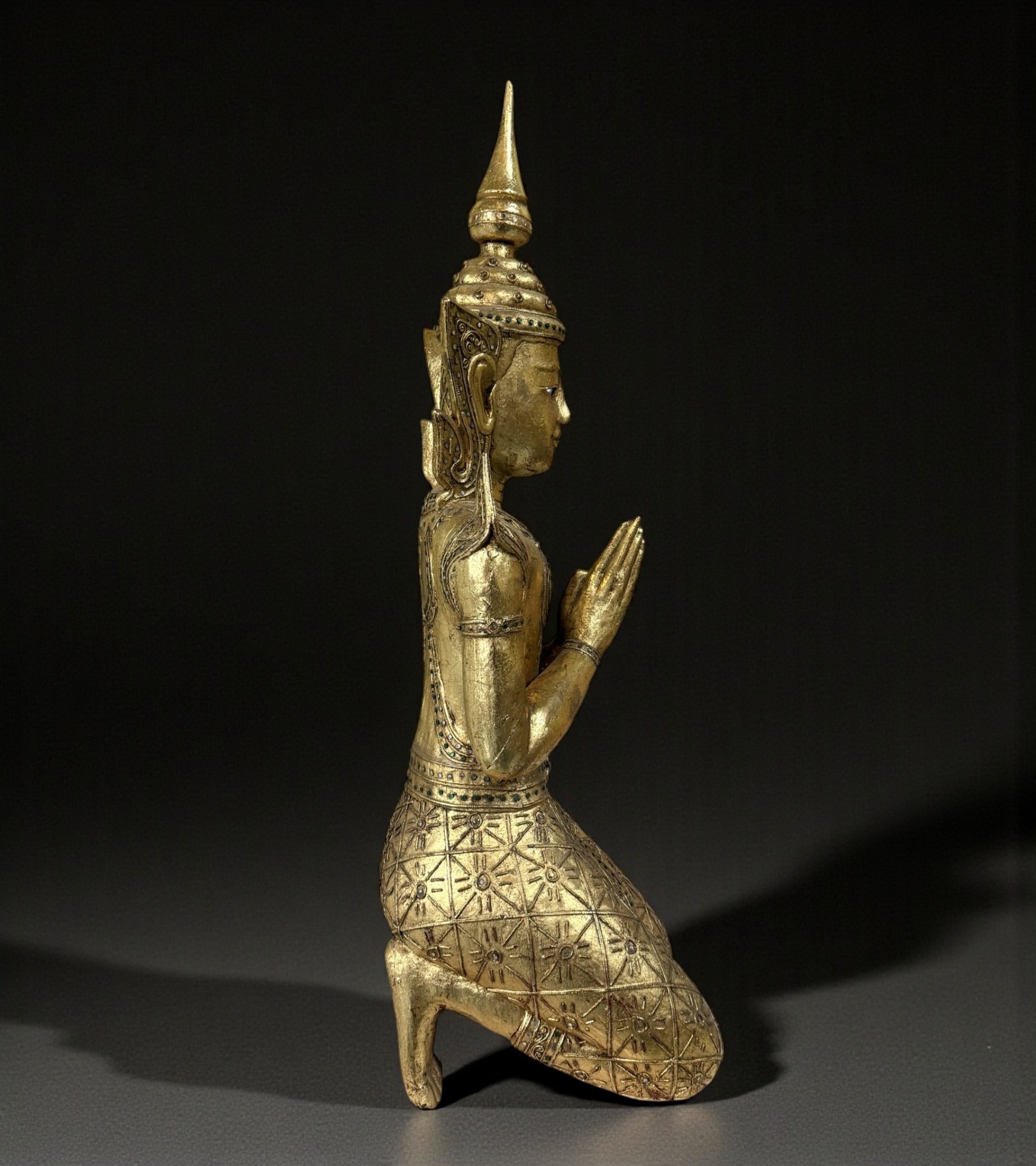 Thailändischer Tempelwächter Teppanom Holz Skulptur 94 cm