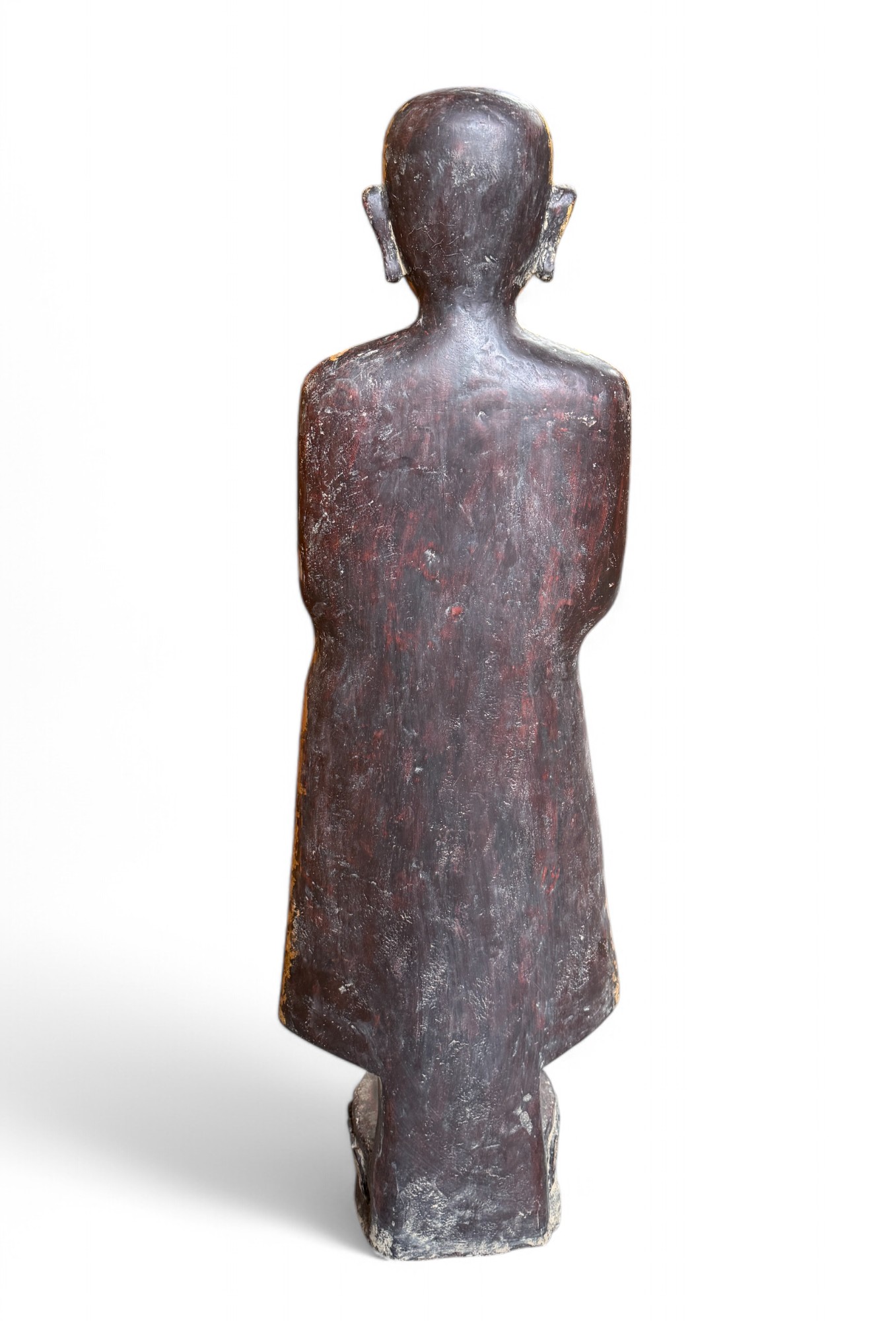 Birma Bettelmönch Statue Lacquerware Skulptur vergoldet 100cm