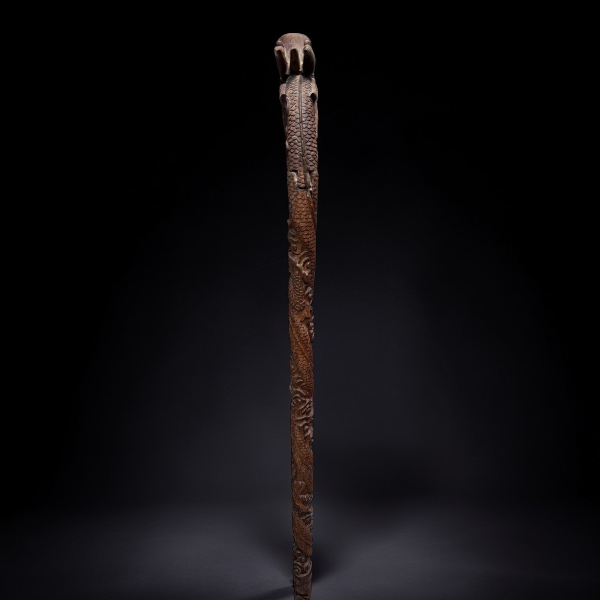 Großer chinesischer Drachen-Laternenständer, Holz geschnitzt, 168 cm, alt