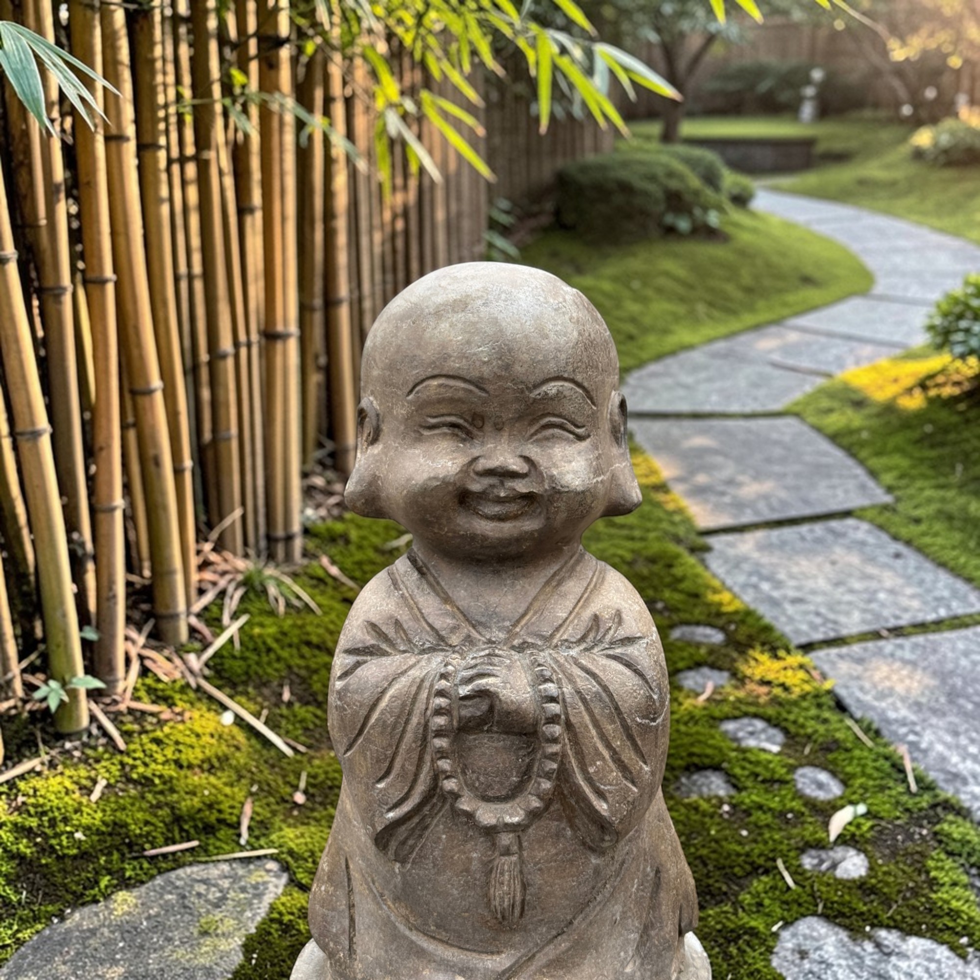 Garten Mönch Skulptur aus Naturstein - China - 39 cm groß
