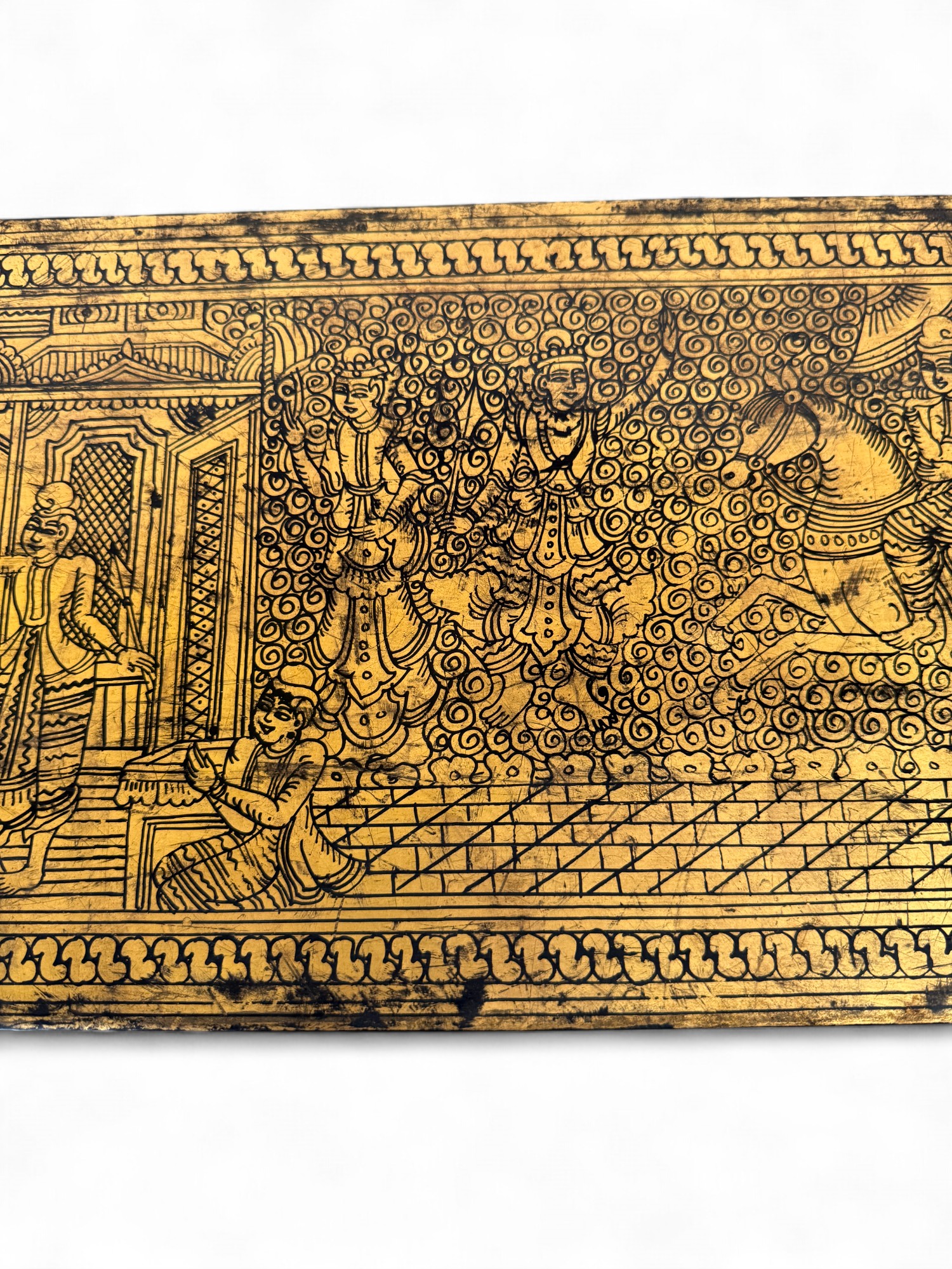 Burmesische Mönchstruhe aus Holz mit Lackmalerei – ca. 80–100 Jahre alt