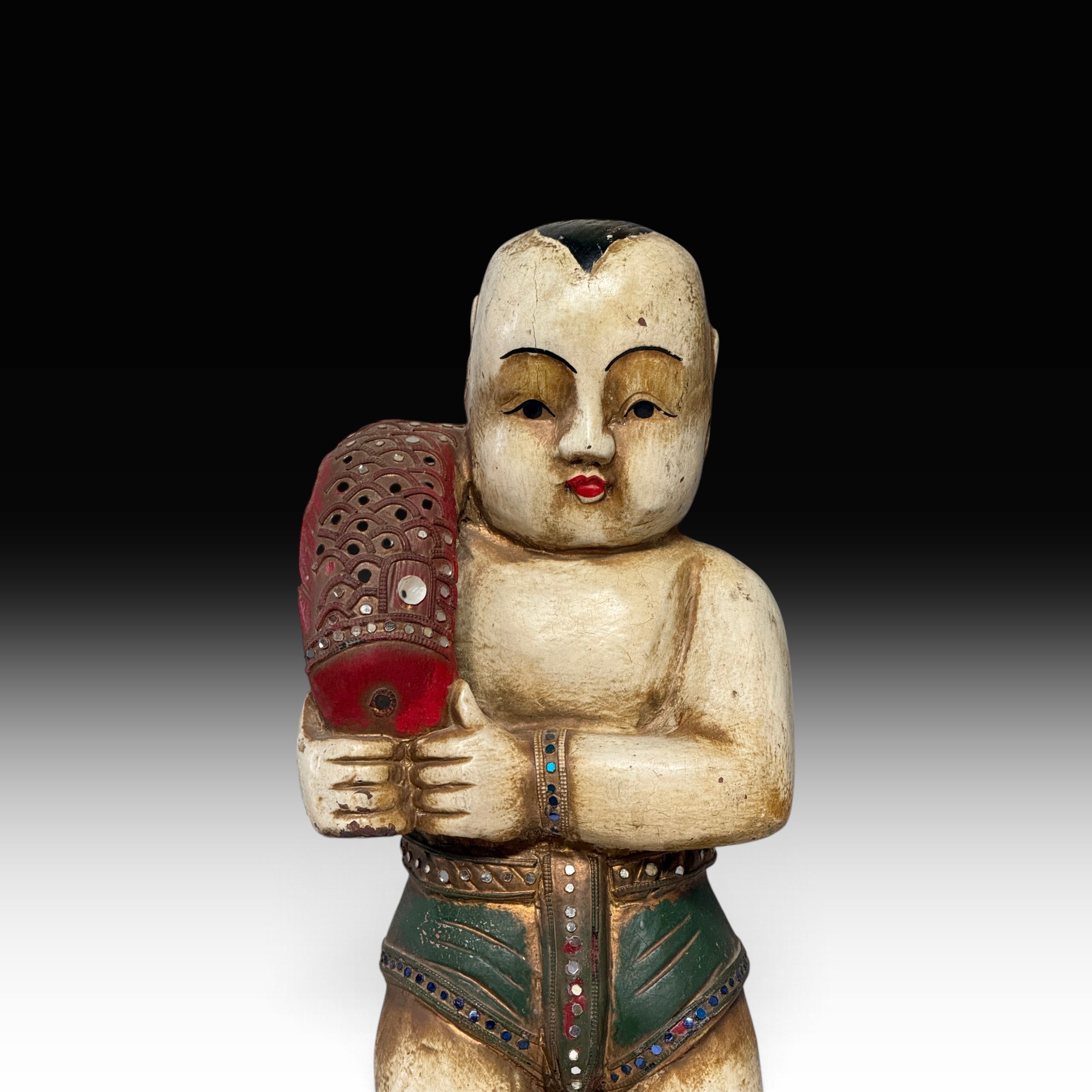 Shaolin Mönch Holz Figur China 50 cm groß