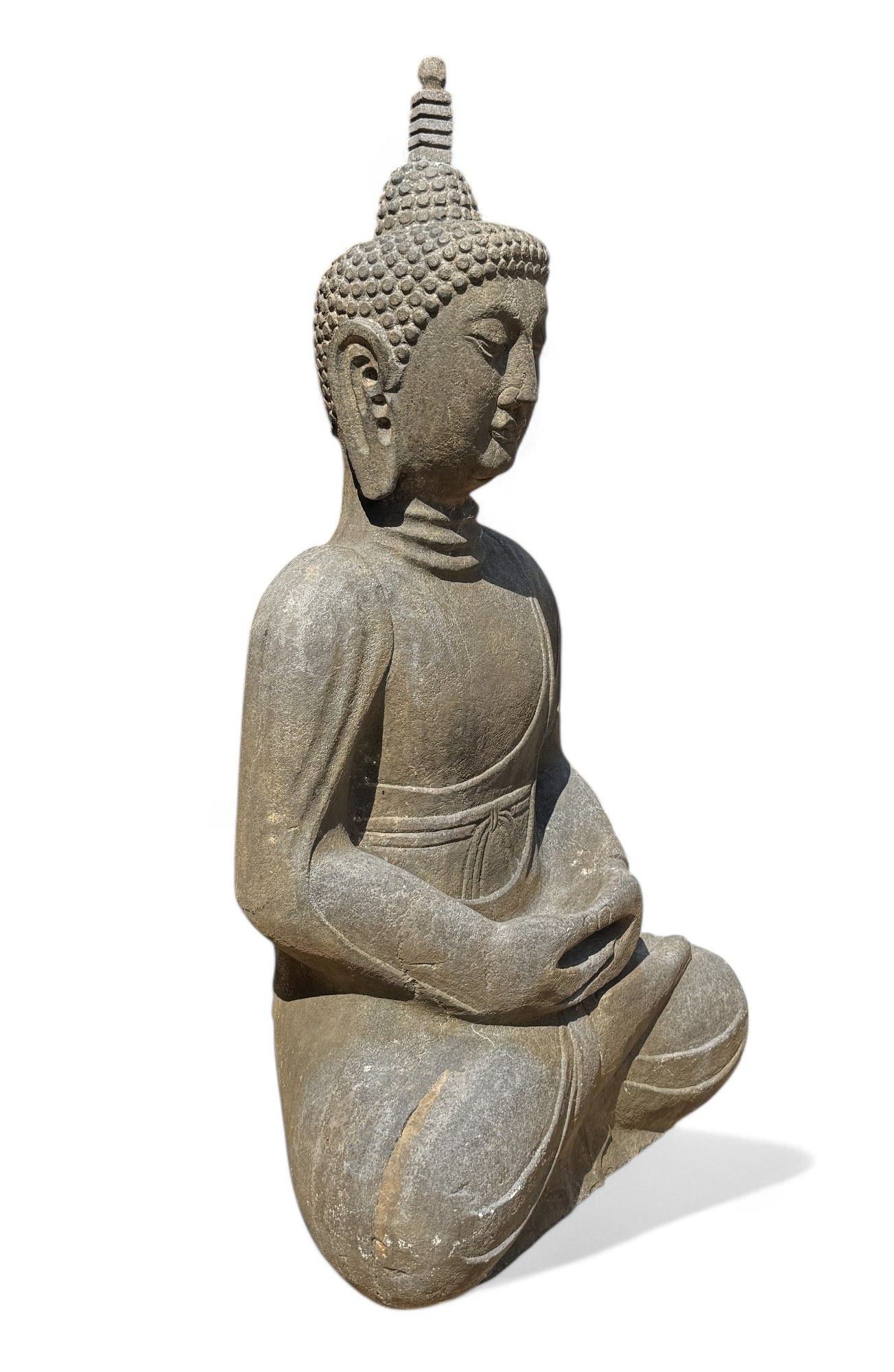 Garten Buddha Statue Naturstein Figur Meditations Geste