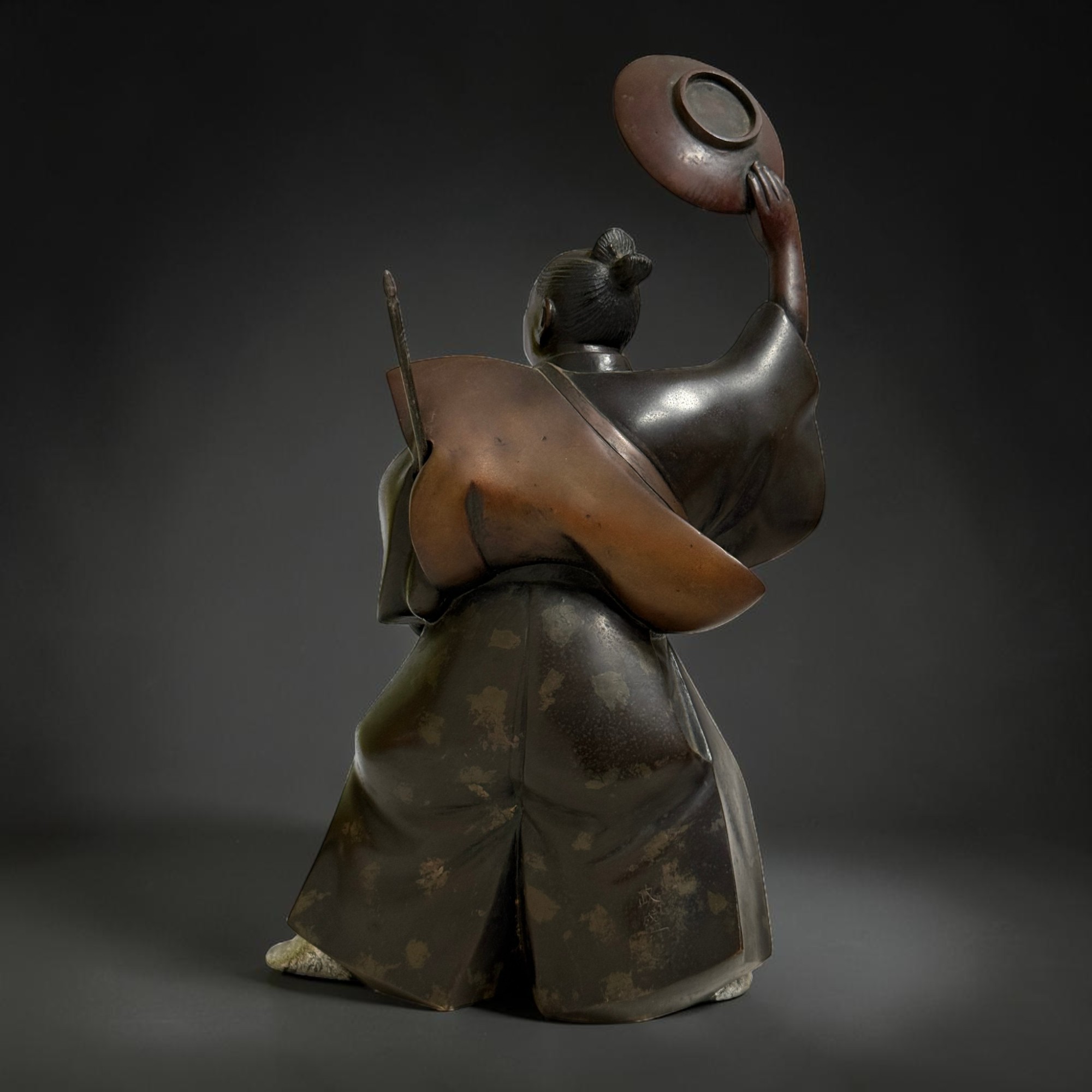 Alter Samurai Krieger Bronze Skulptur aus Japan