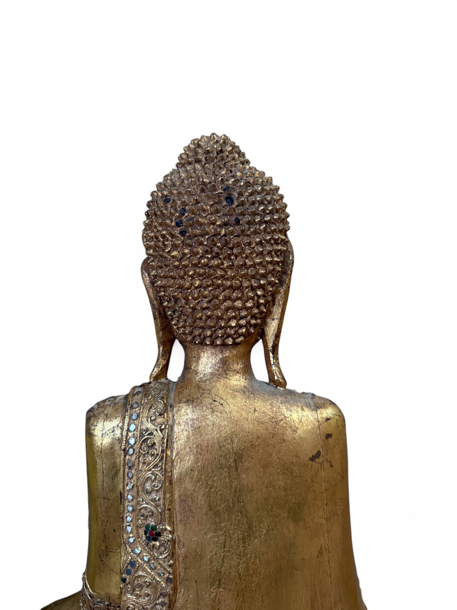 Holz Buddha Skulptur mit Blattvergoldung - alt