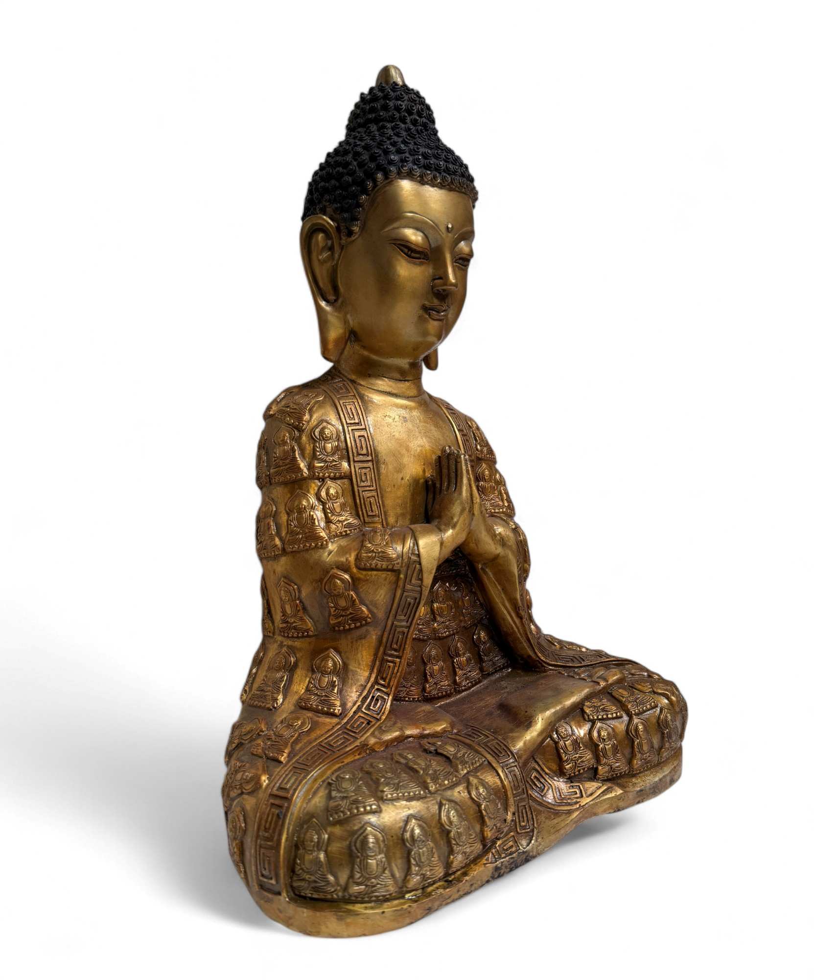Buddha Skulptur mit Anjali Mudra aus Bronze - 40 cm groß