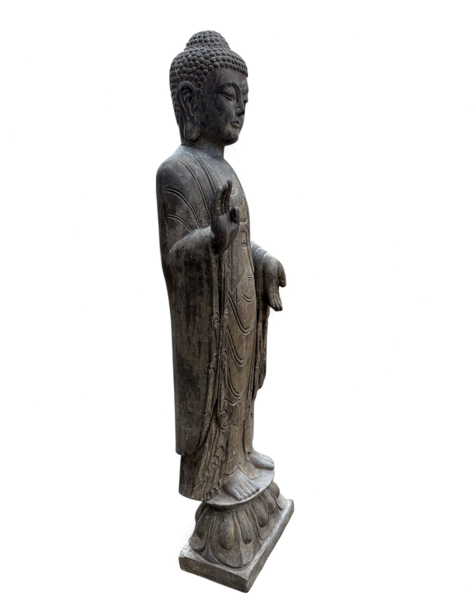 Garten Buddha Statue stehende Skulptur Schutz Geste 120 cm groß