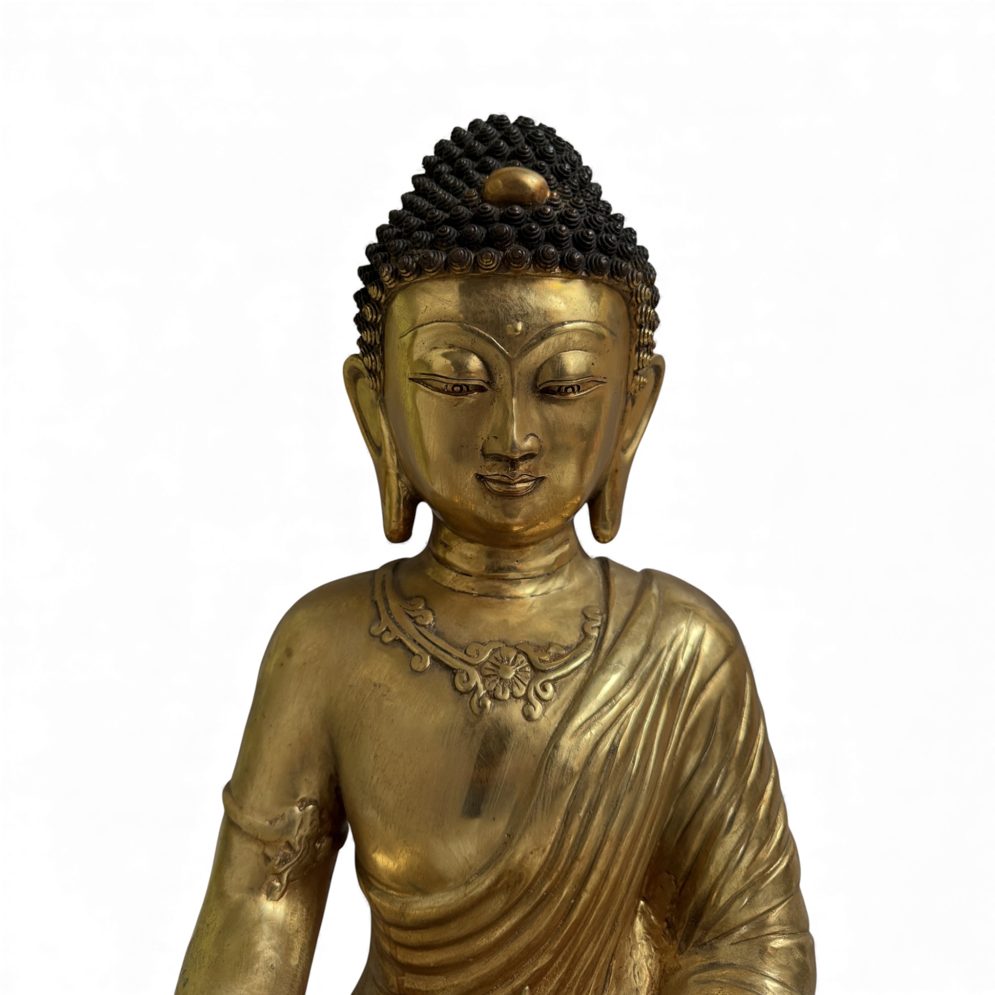 Bronze Buddha Figur mit Stupa – Tibet China – 43 cm