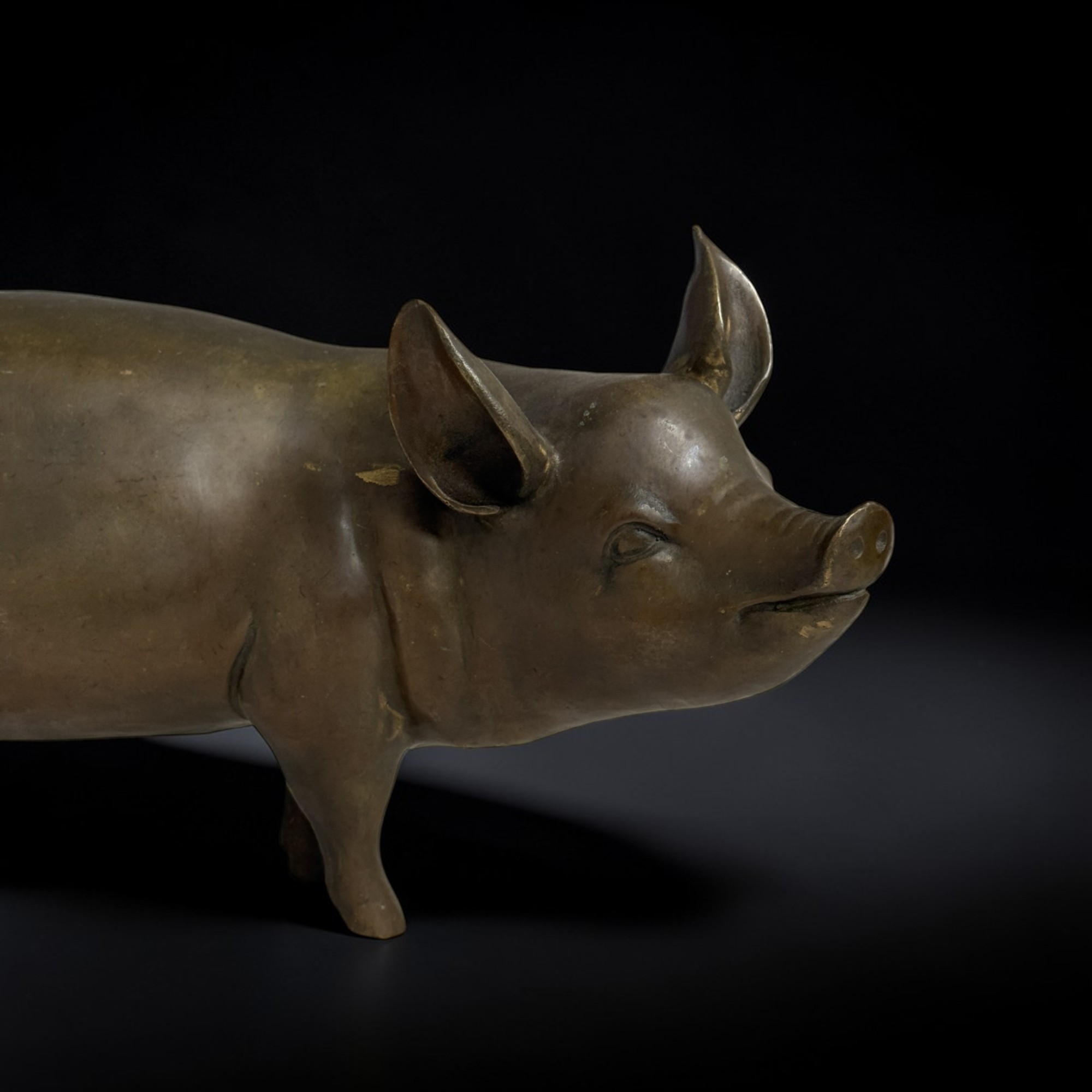 Bronze Skulptur Schwein chinesisches Tierkreiszeichen