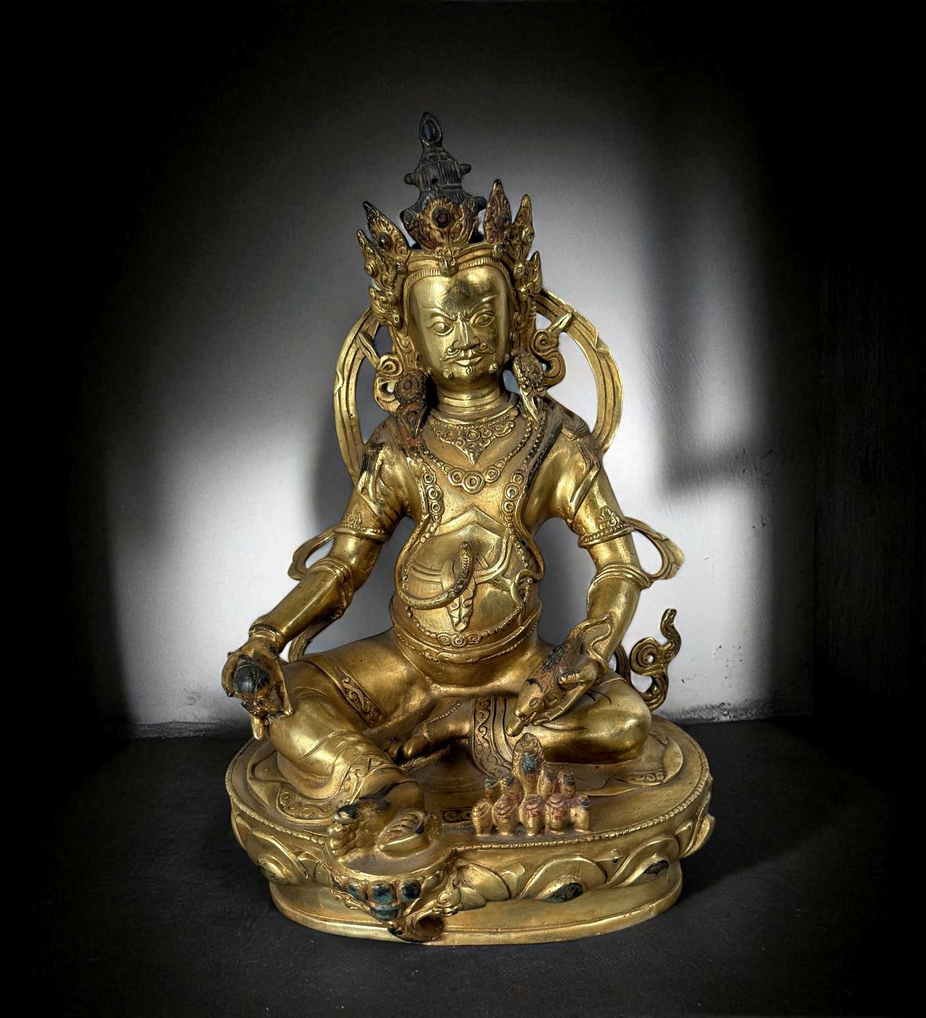Kubera Jambhala Bronze Figur Tibet China Skulptur 29 cm groß