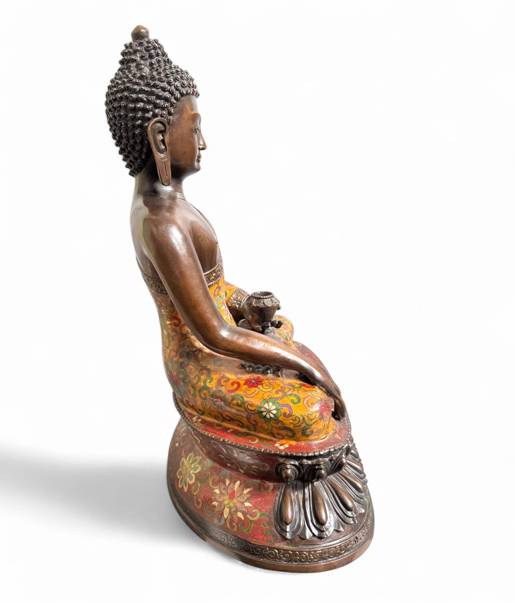 Cloisonné Buddha Figur Bronze Siddharta - 43,5 cm groß