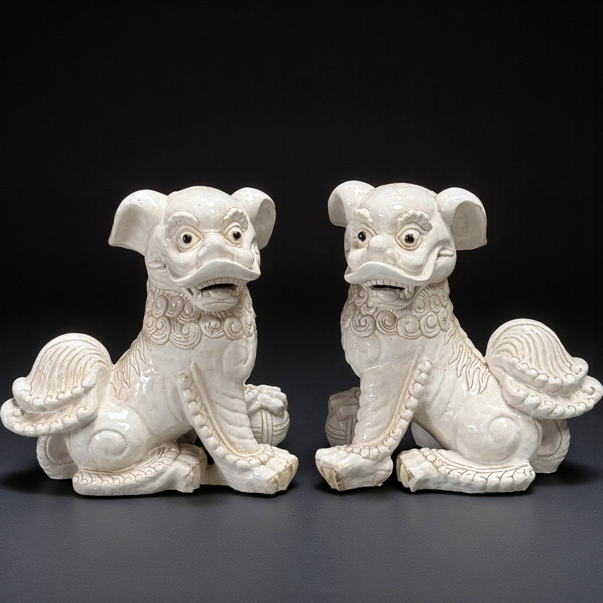 Wächterlöwen aus Japan - aus glasierter Keramik - 44 cm groß