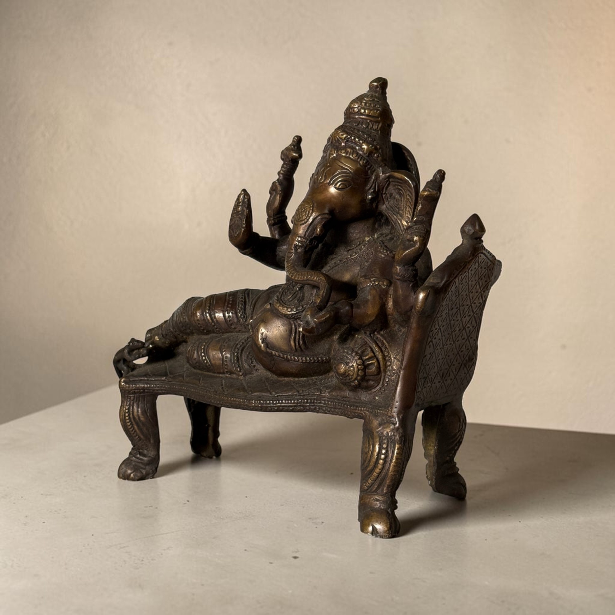 Alte Ganesha Figur Skulptur aus Bronze und Messing Indien 29cm 4,8kg