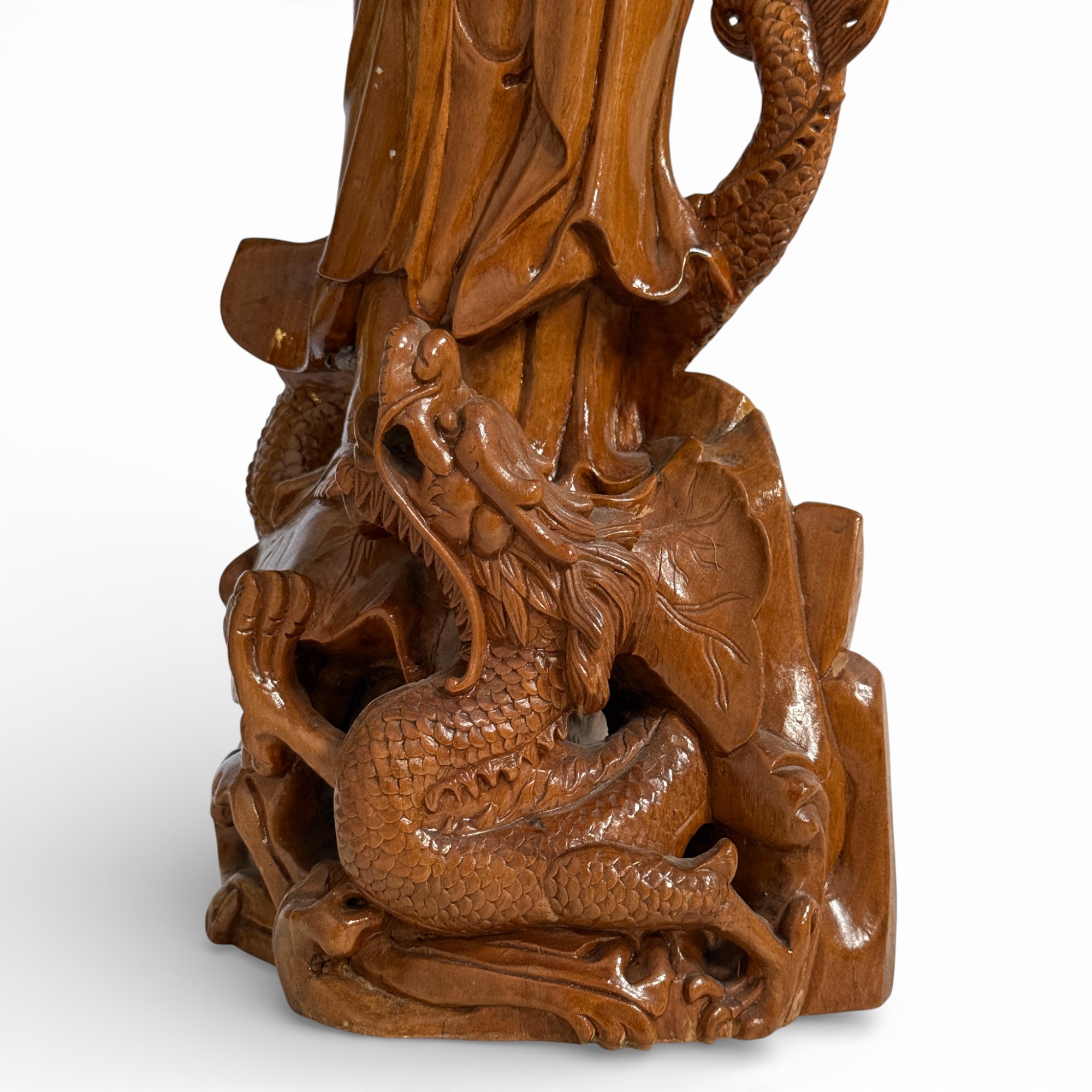 Holz Buddha Statue Guan Yin Skulptur 47 cm groß