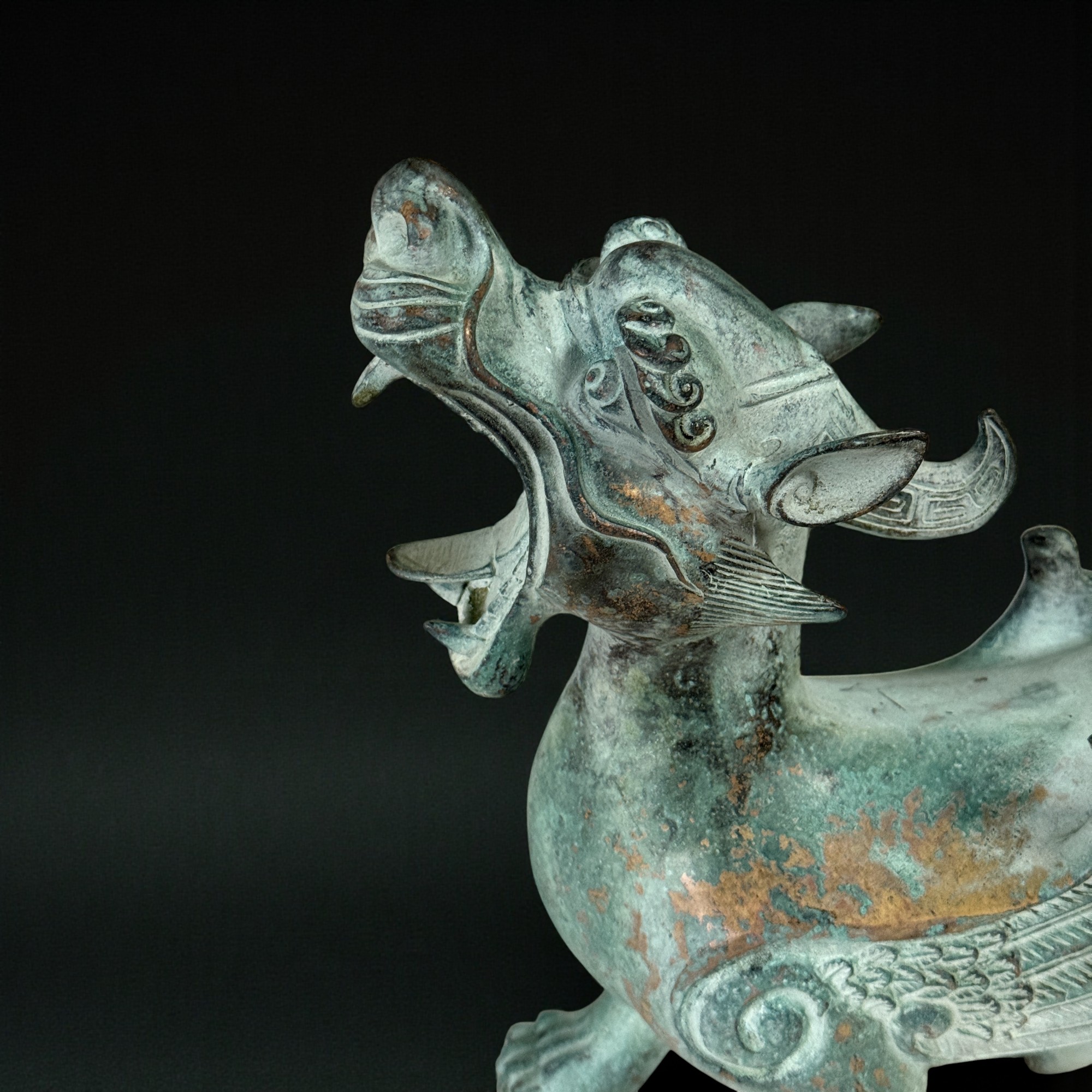 Chinesischer Pixiu Drache Bronze Skulptur 31 cm lang