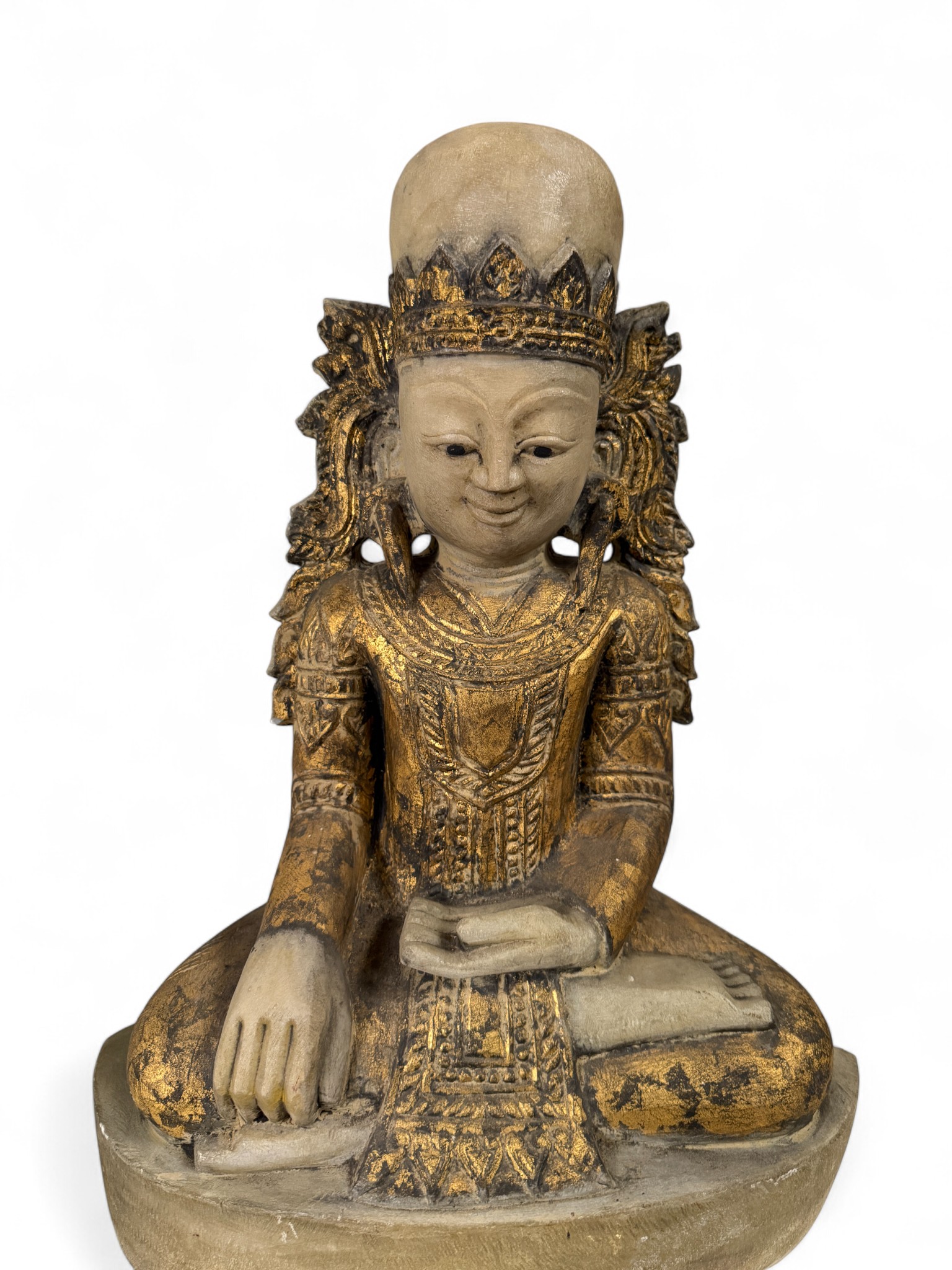 Jambupati Buddha gekrönt aus Marmor Stein Burma