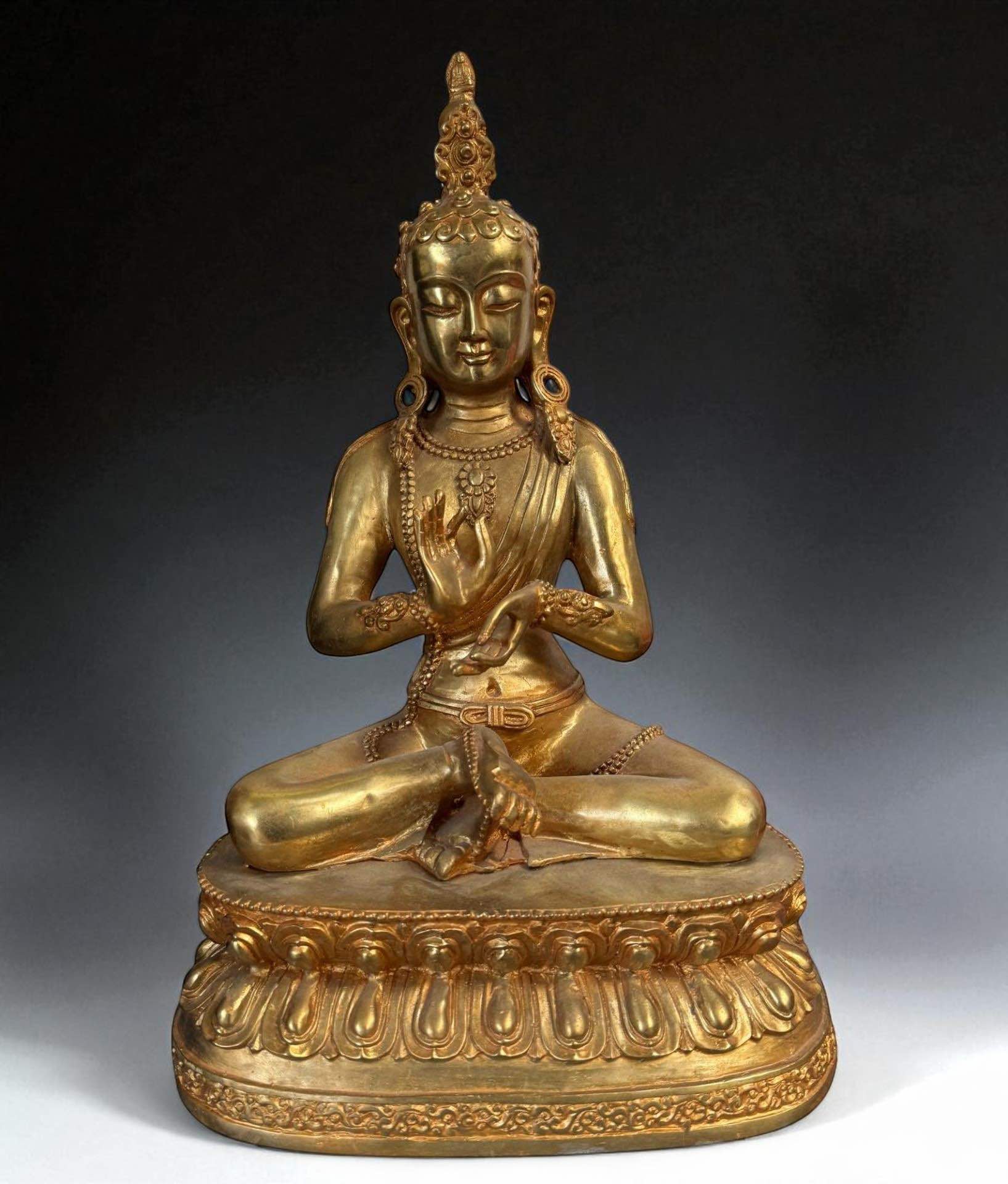 Buddha Figur Dharmachakra Mudra Bronze Skulptur 45,5 cm groß
