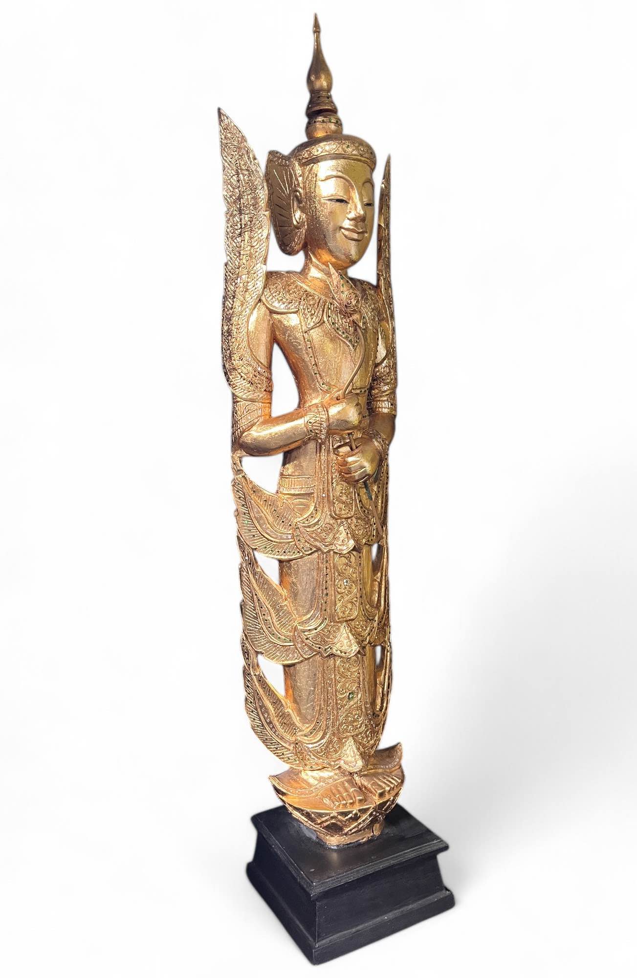 Thailändischer Tempelwächter Teppanom Holz Skulptur 170cm