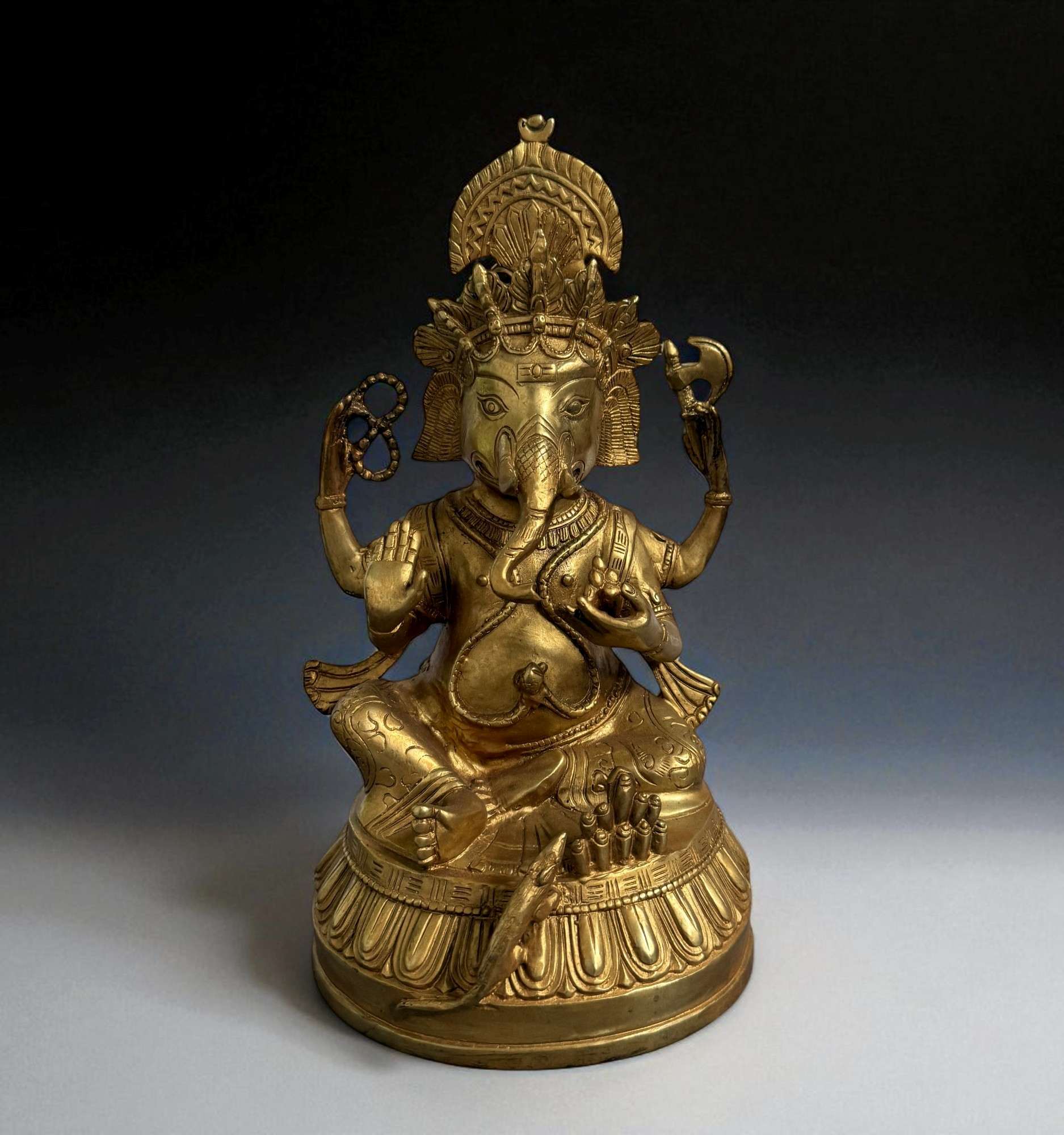 Bronze Ganesha Figur – Elefantengott des Wohlstands & der Weisheit, 26 cm