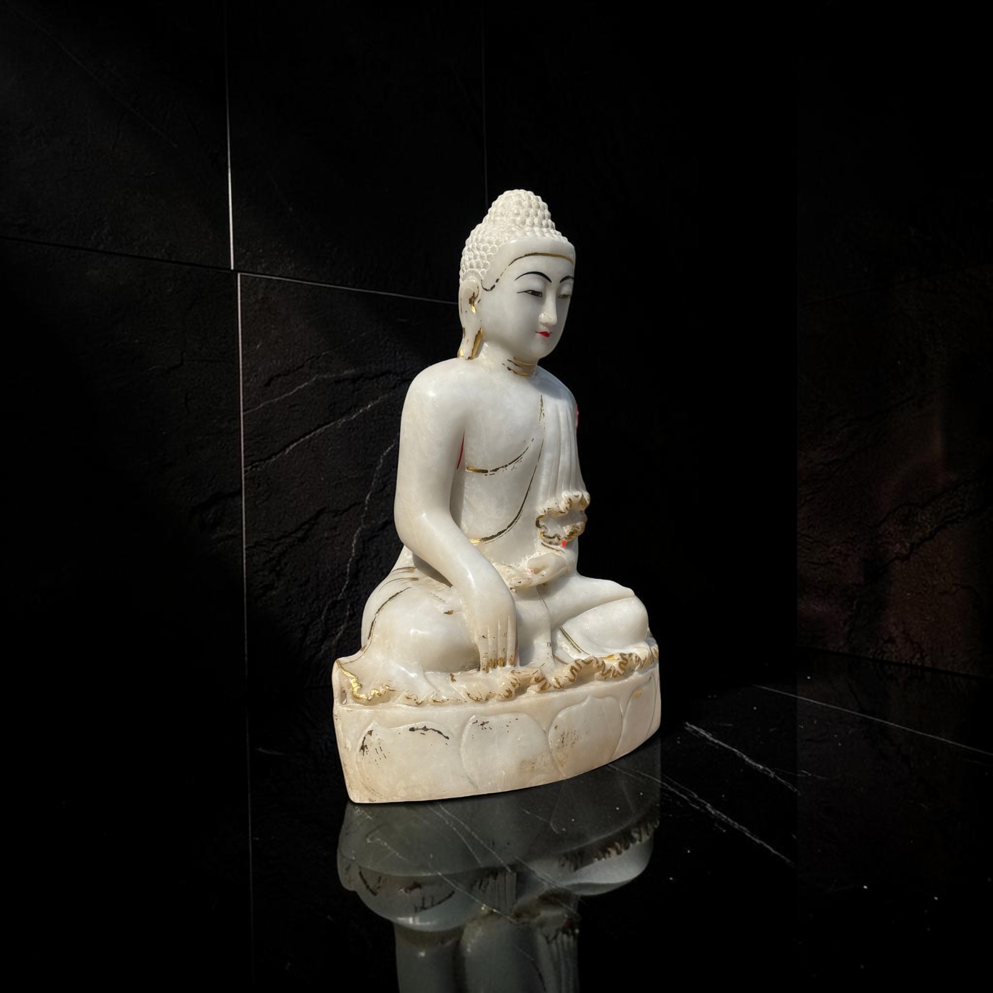 Marmor Buddha Statue Mandalay Burma Sammlernachlass - 54,5 cm