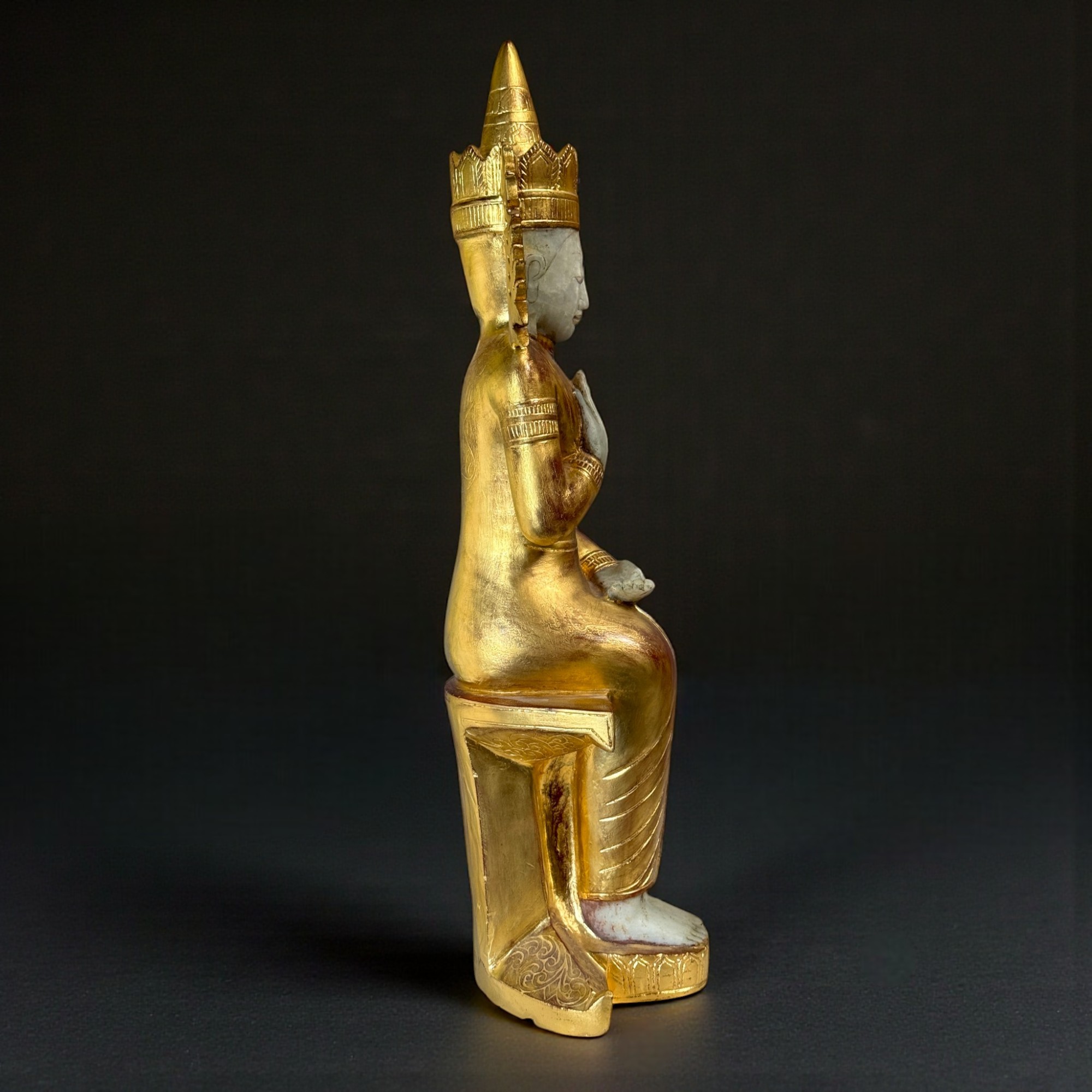 Burma Buddha Statue Alabaster Skulptur 89 cm groß