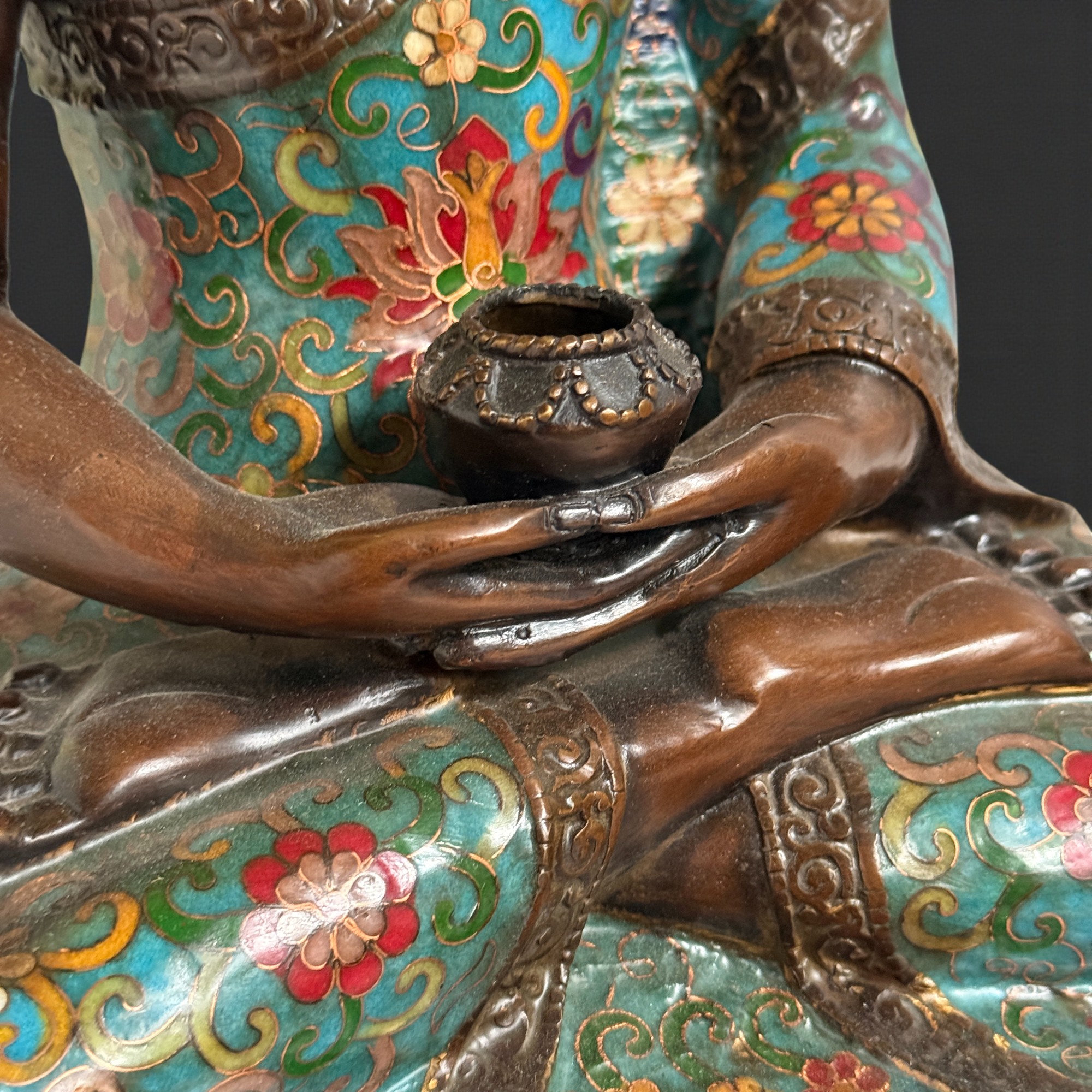 Buddha Figur Bronze China Cloisonne Skulptur 44cm groß